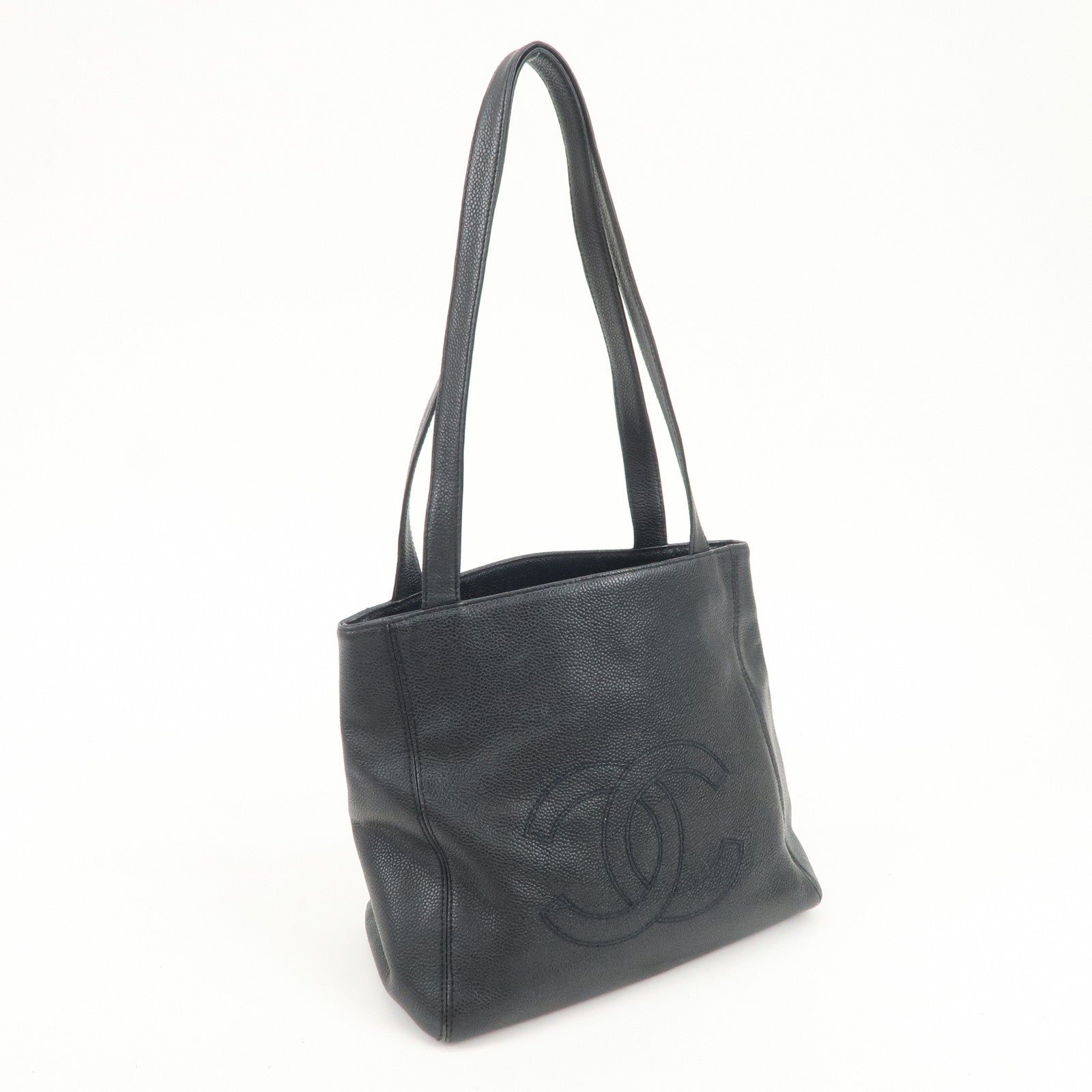 CHANEL COCO Mark Caviarskin Shoulder Bag Tote Bag Hand Bag Black