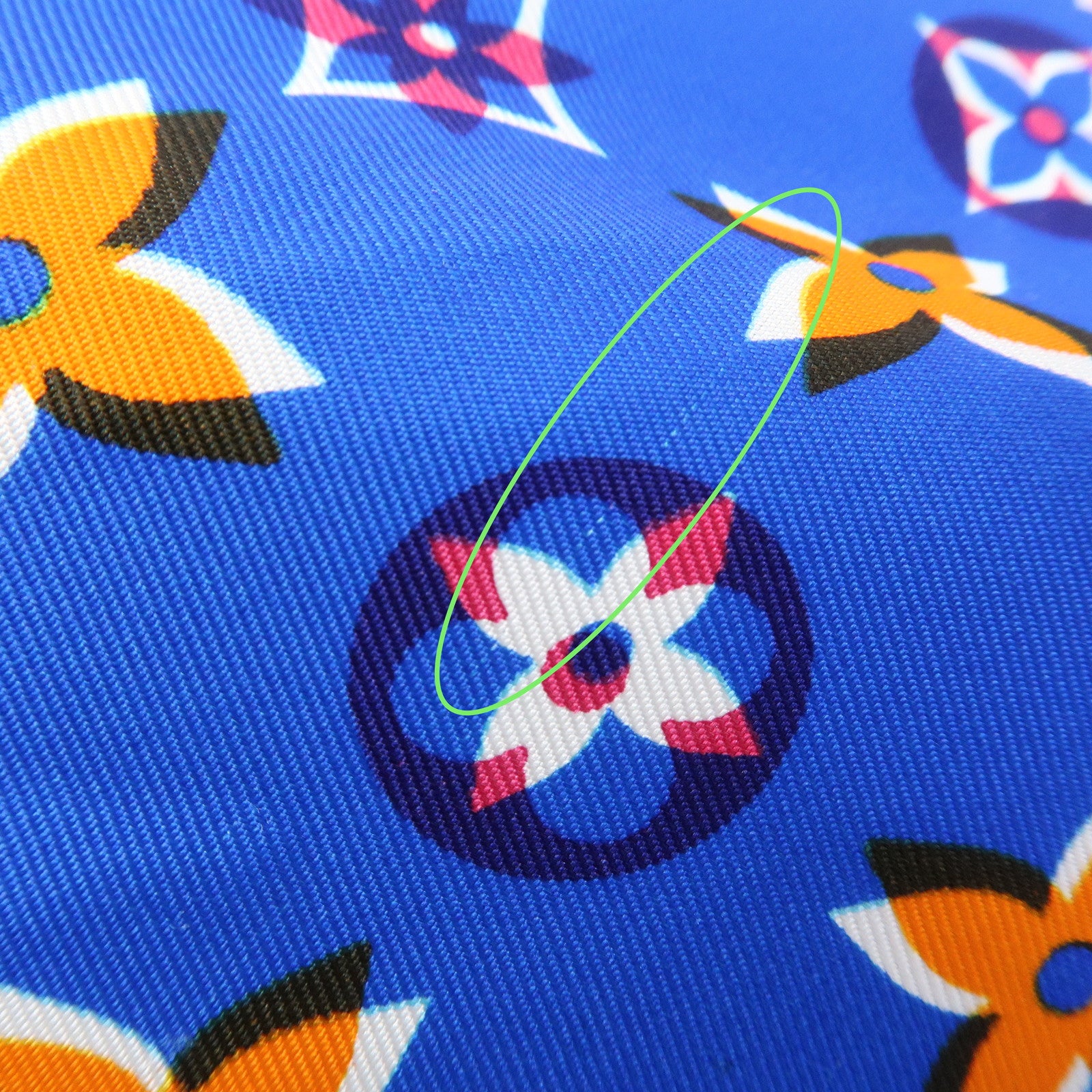 Louis Vuitton Monogram Silk 100% Scarf Blue Orange M73843
