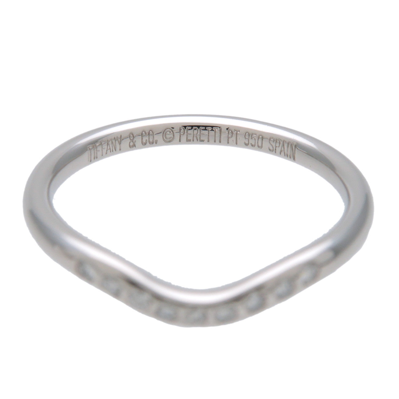 Tiffany & Co Curved Band 9P Diamond Ring Platinum US6 EU52 HK13