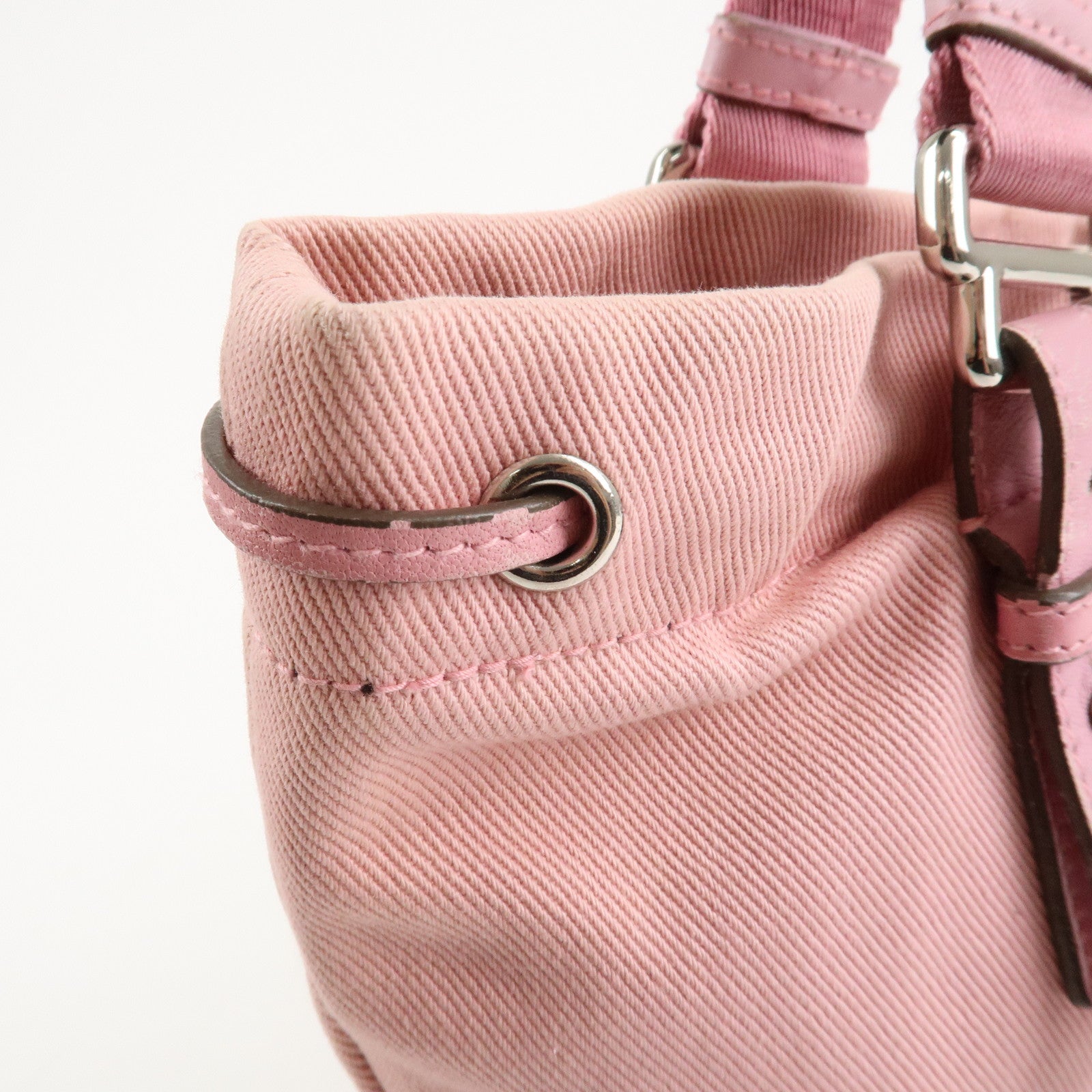 Saint Laurent Canvas Kahara Tote Bag Shoulder Bag Pink 121631 Used
