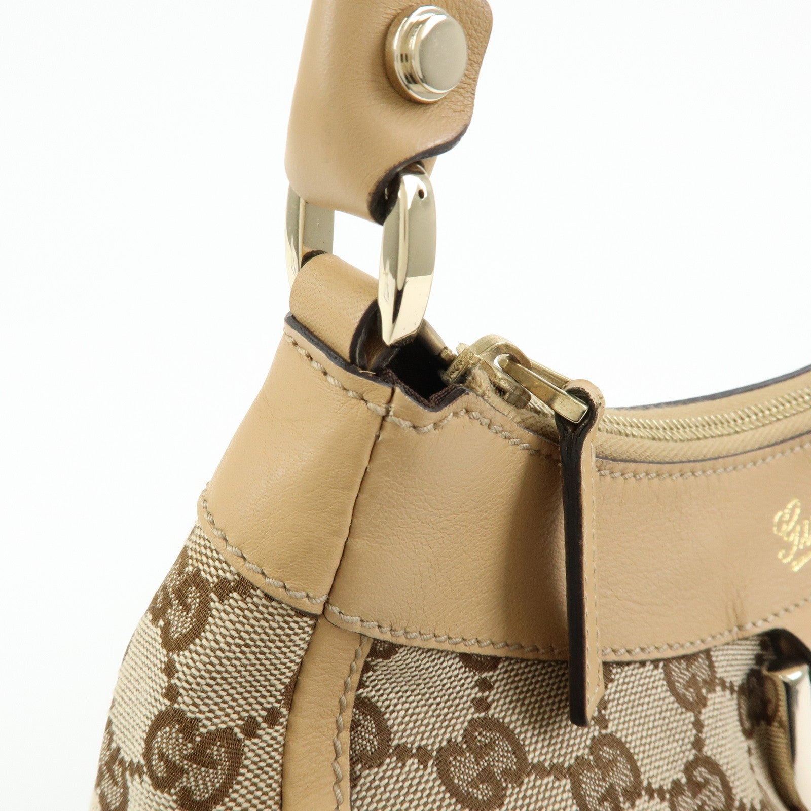 GUCCI Abbey GG Canvas Leather Shoulder Bag Hand Bag Beige 190525