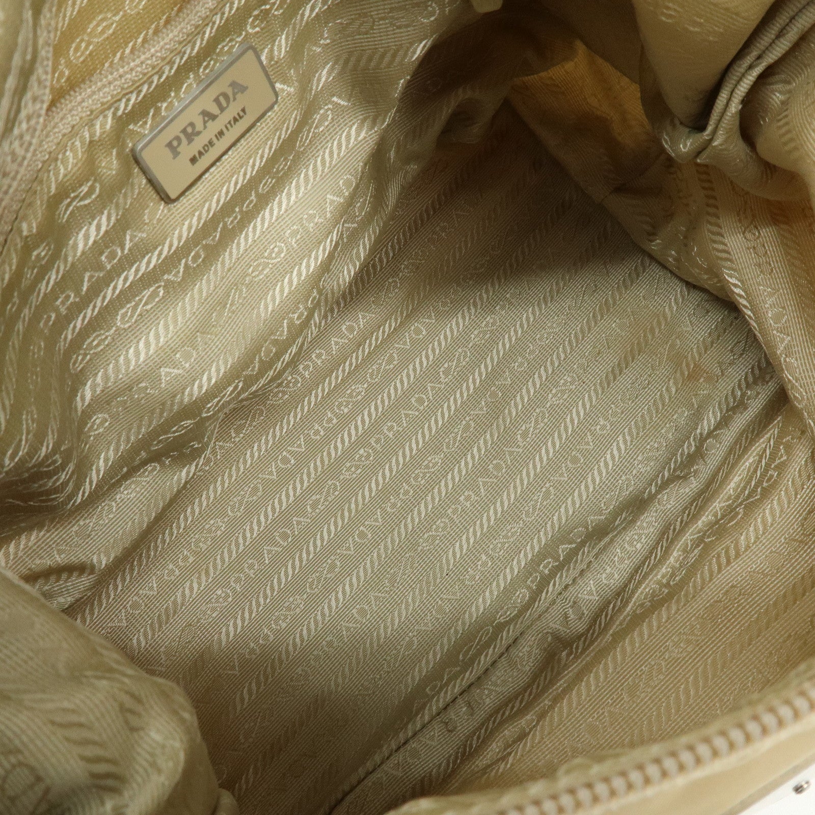 PRADA Triangle Logo Nylon Leather Shoulder Bag Hand Bag Beige