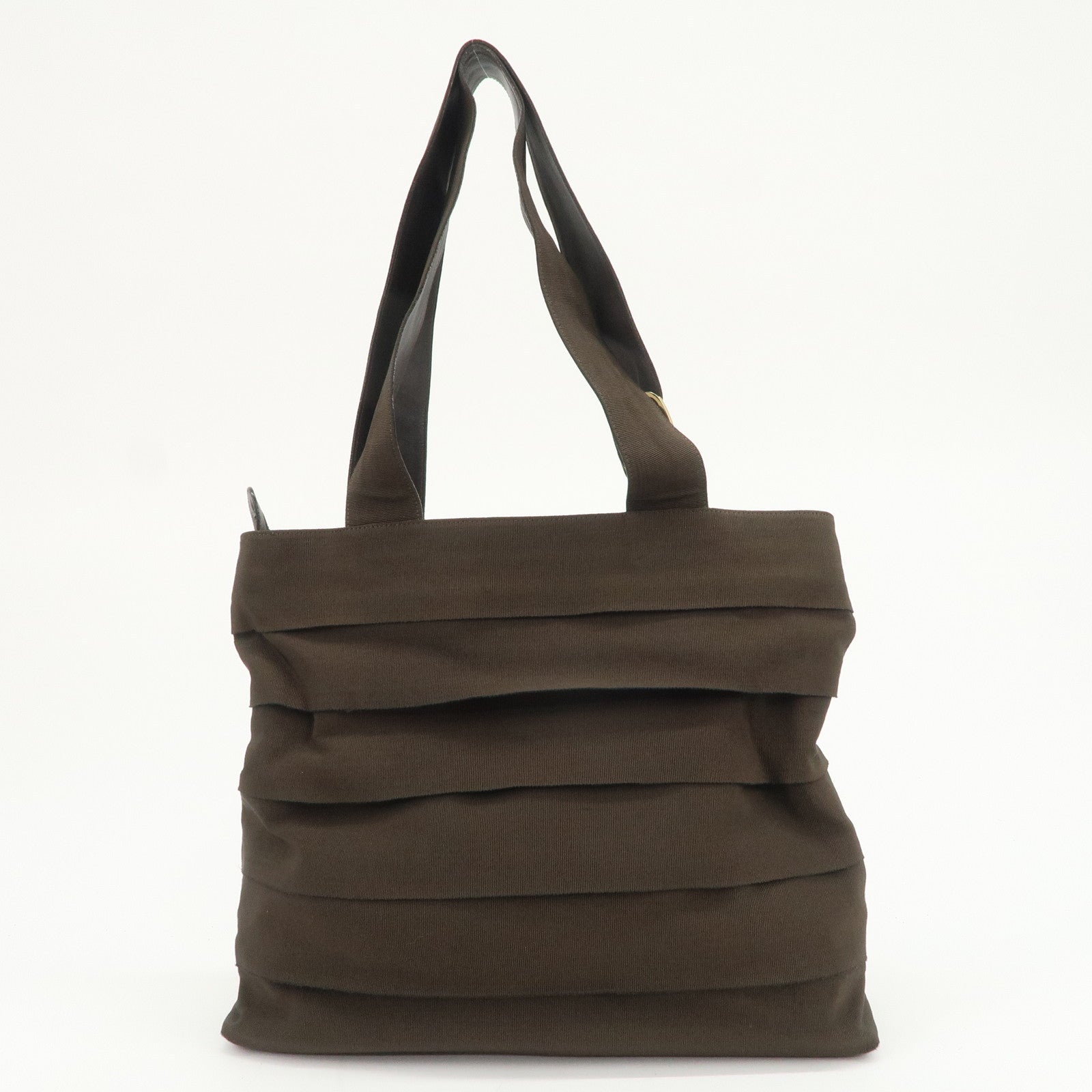 Ferragamo Vara Logo Canvas Tote Bag Shoulder Bag Brown