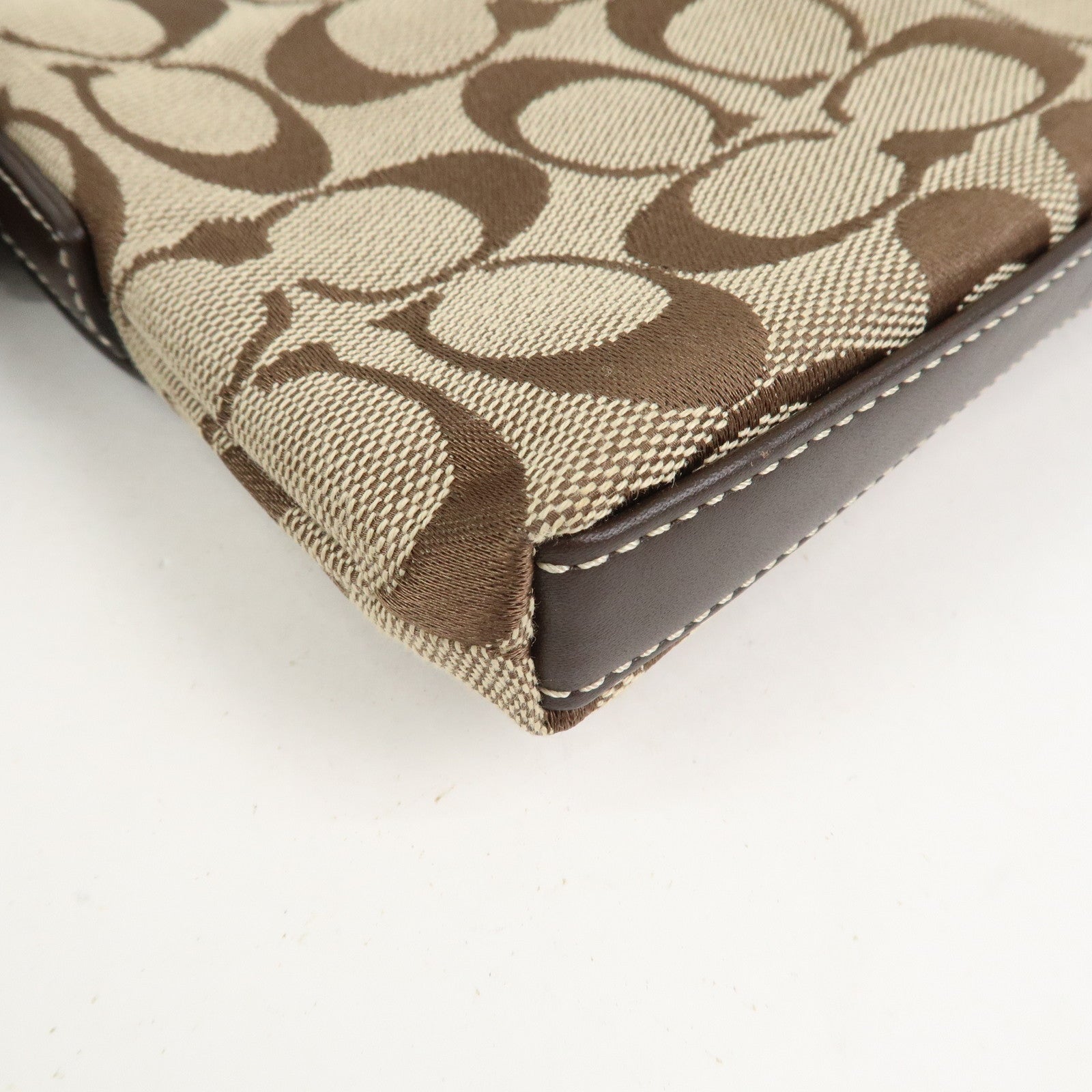 COACH Signature Canvas Leather Shoulder Bag Hand Bag Brown