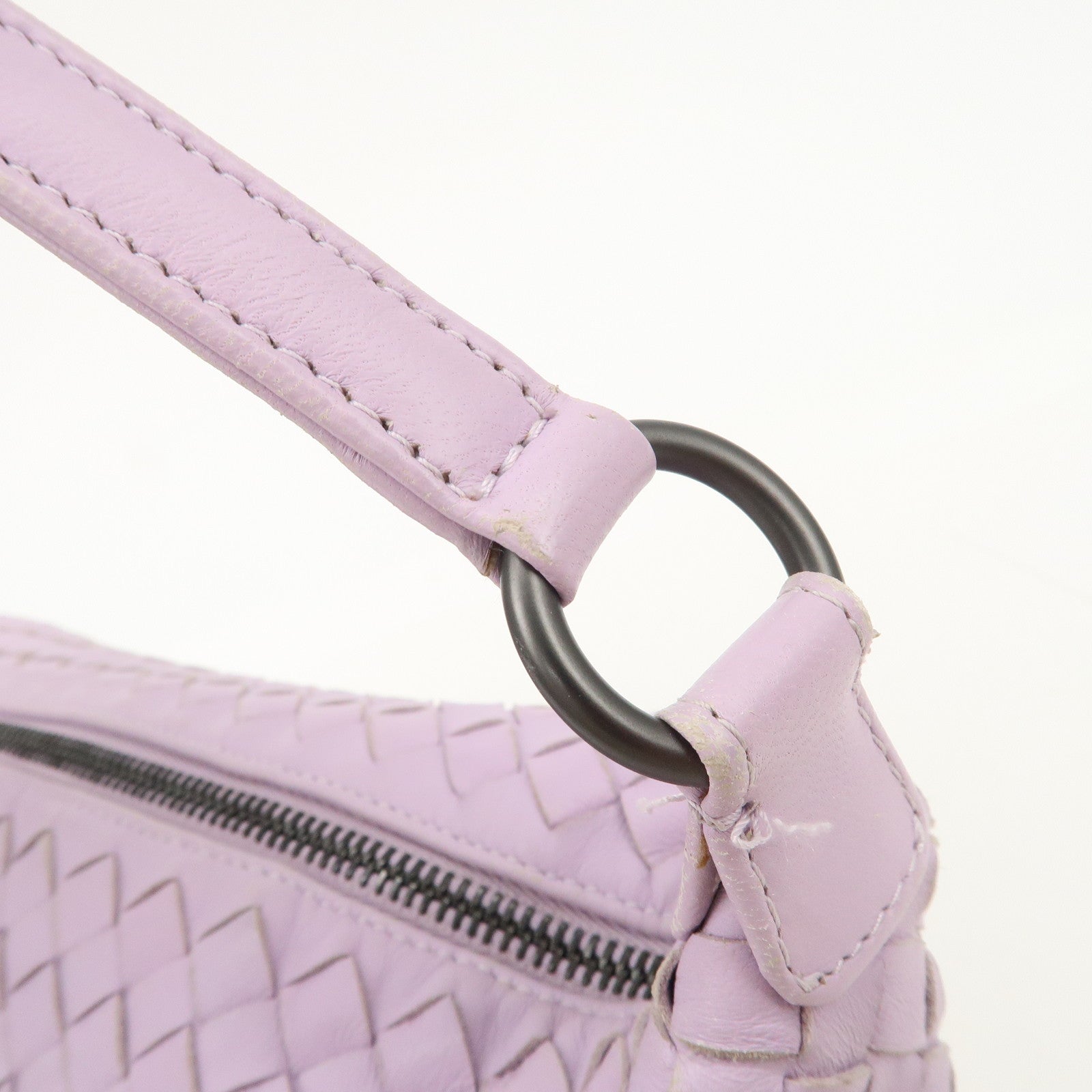 BOTTEGA VENETA Intrecciato Leather Shoulder Bag Hand Bag Purple Used
