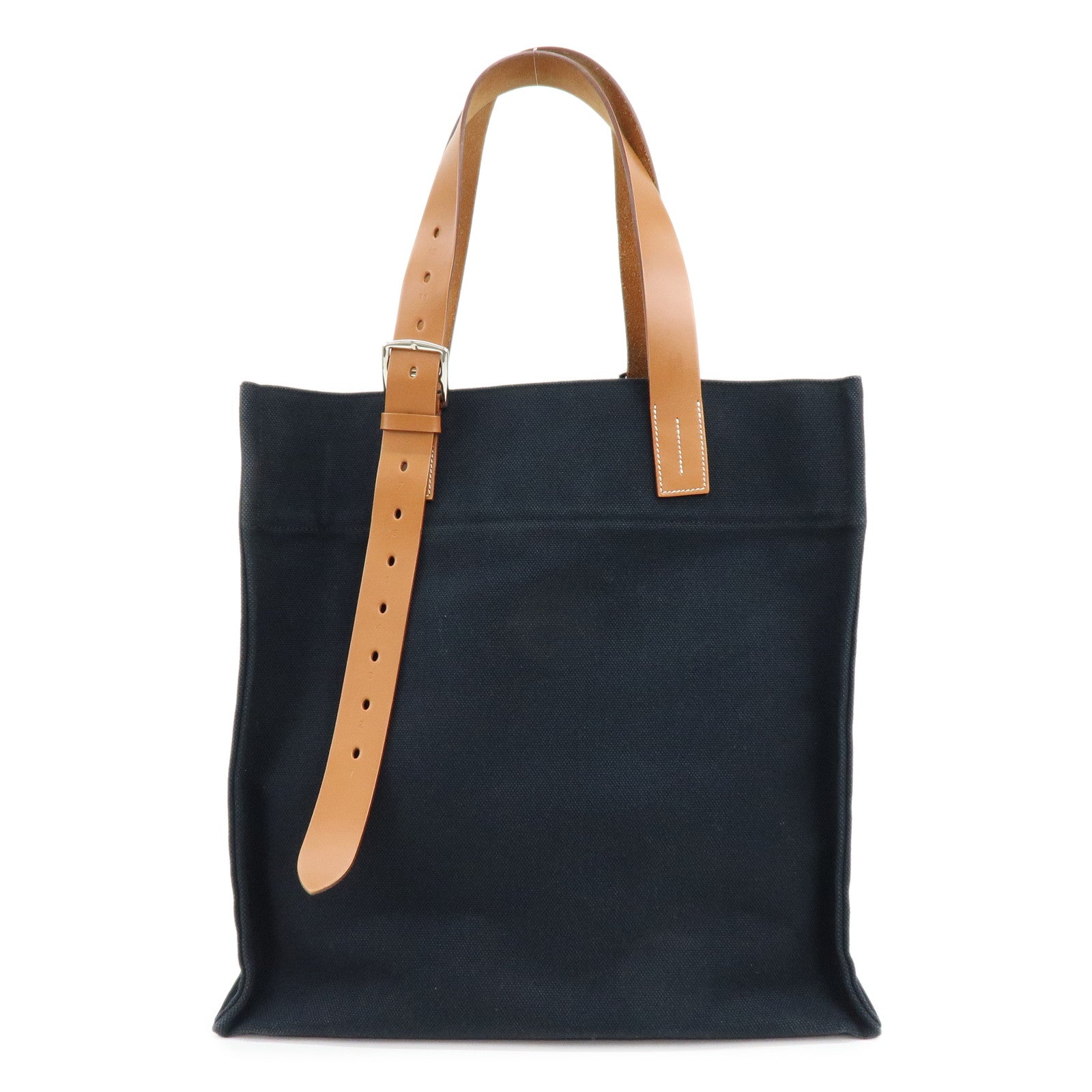 HERMES Étrivière 41 Veau Tadelakt Toile Goéland Canvas Tote Bag