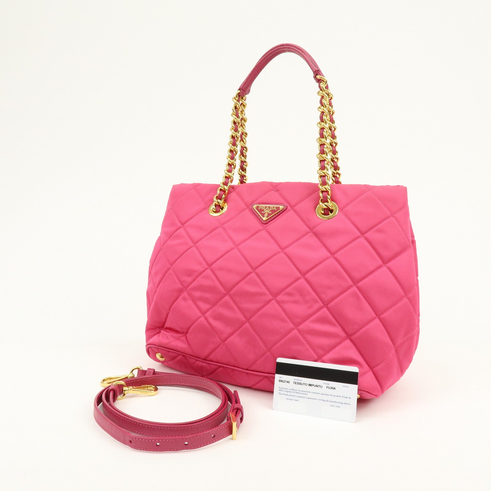 PRADA Triangle Logo Nylon 2Way Hand Bag Shoulder Bag Pink BN2740