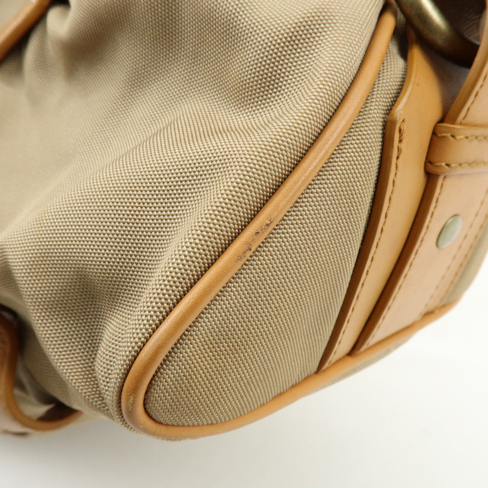 BURBERRY Canvas Leather Shoulder Bag Beige Light Brown