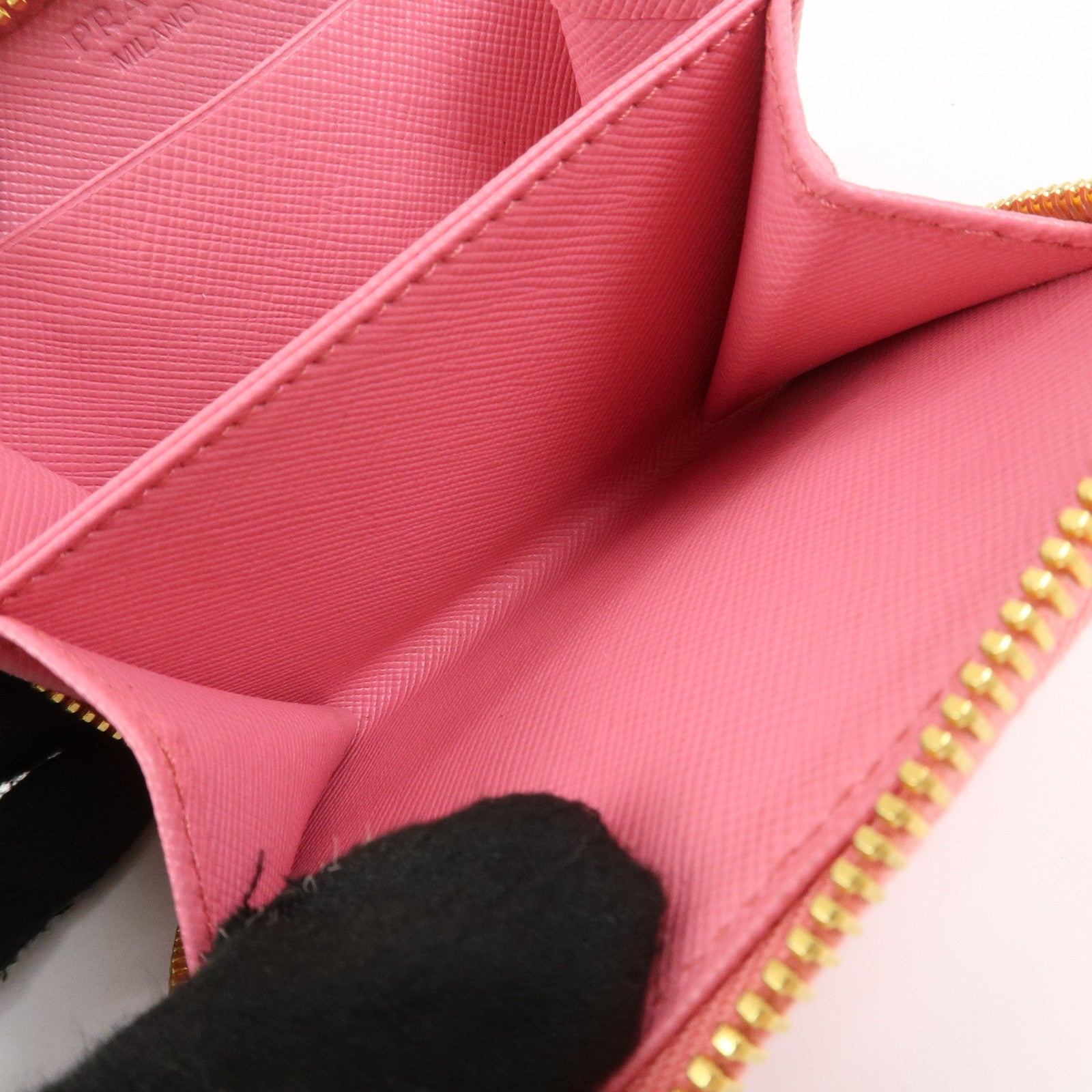 PRADA Triangle Logo Saffiano Leather Coin Case Coin Purse 1M0268