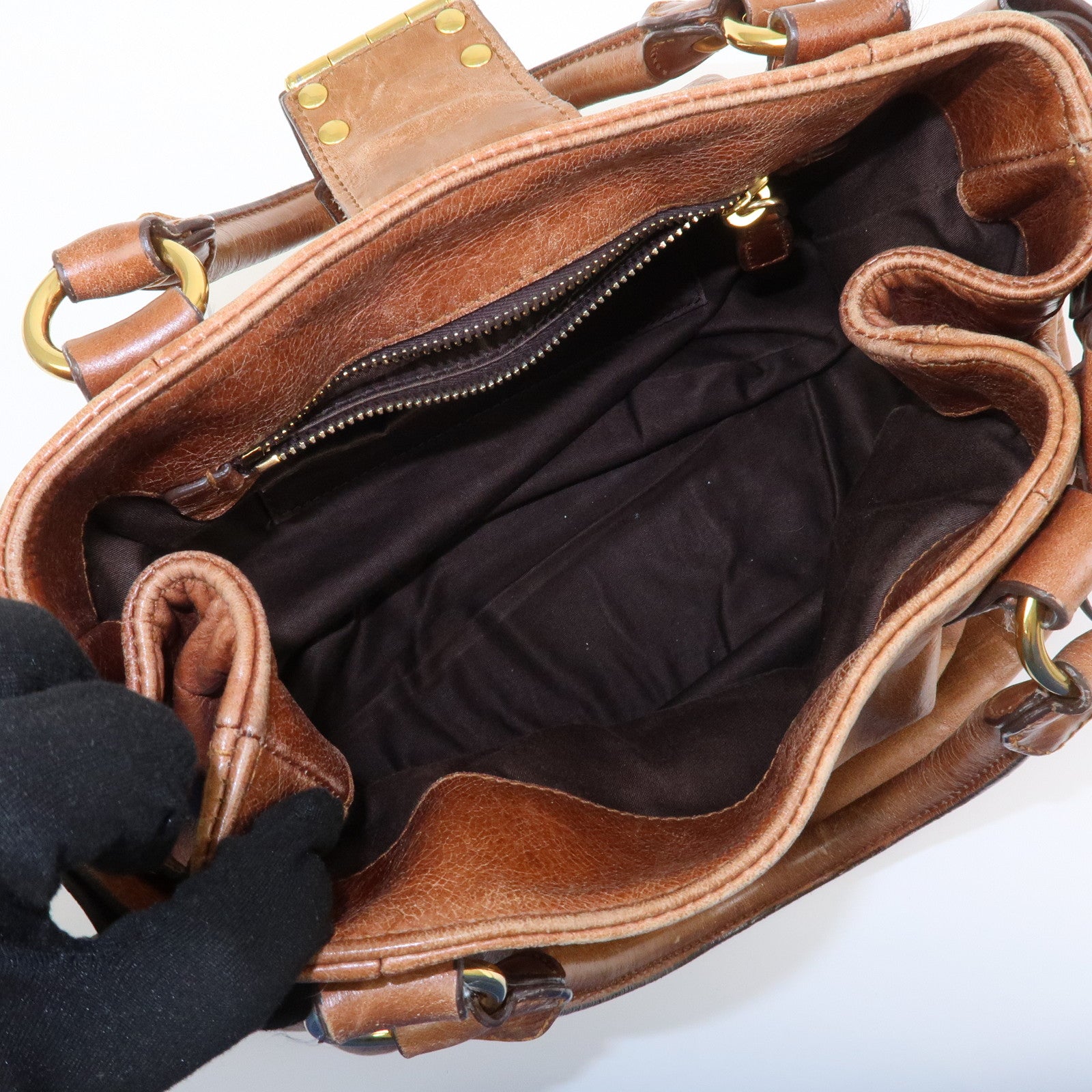 MIU MIU Side Ribbon Leather 2Way Shoulder Hand Bag Brown RN0686