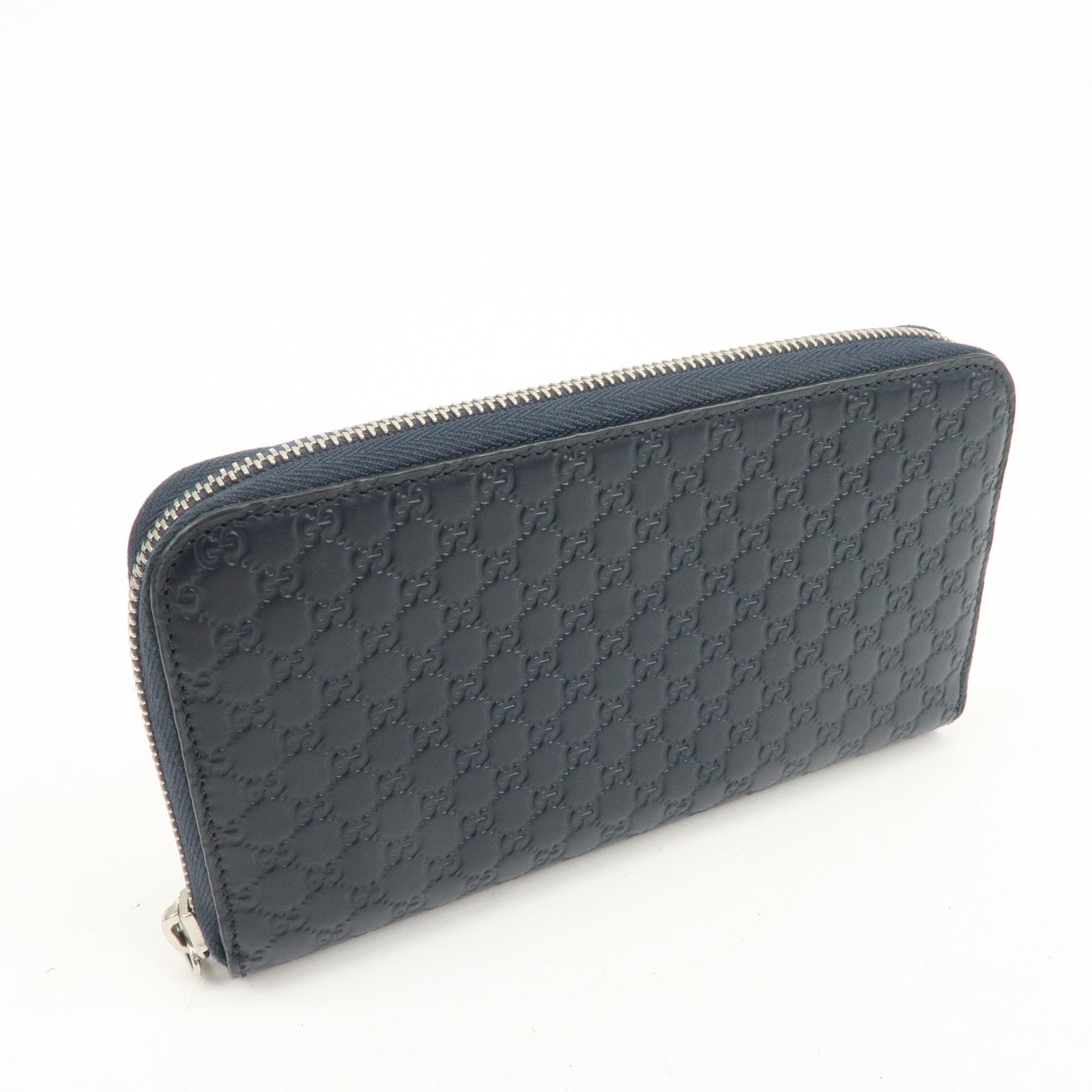 GUCCI Micro Guccissima Leather Zippy Long Wallet Navy 544473