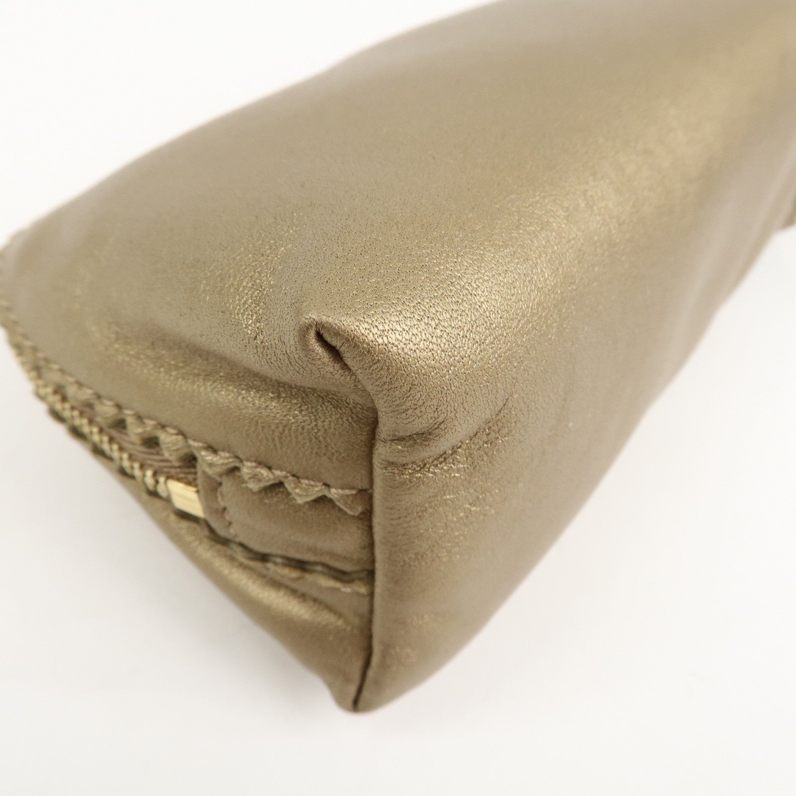 LOEWE Anagram Leather Tassel Pouch Cosmetic Pouch Gold