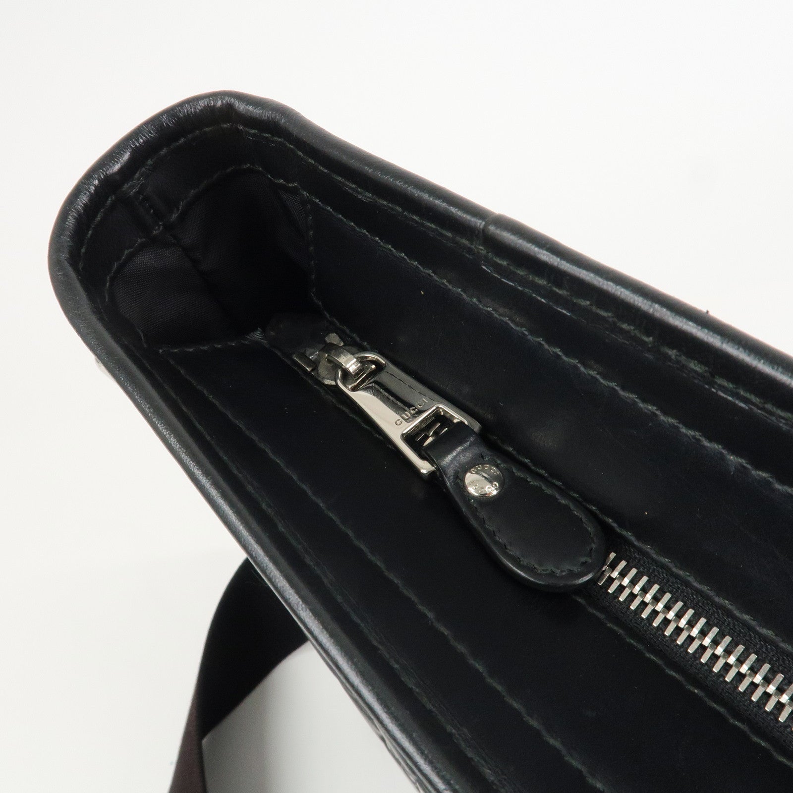 GUCCI Sherry Guccissima Leather Shoulder Bag Black 322080