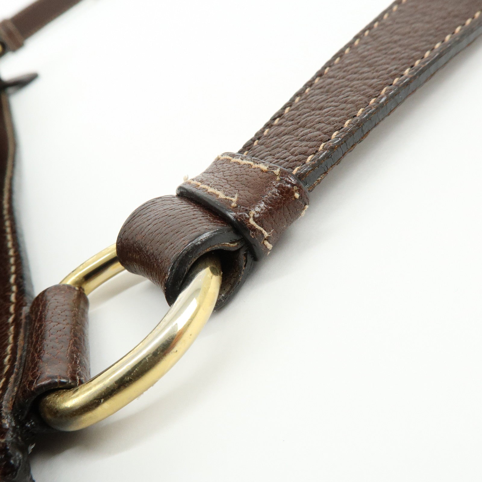 PRADA Logo Jacquard Leather Shoulder Bag Crossbody Bag Brown