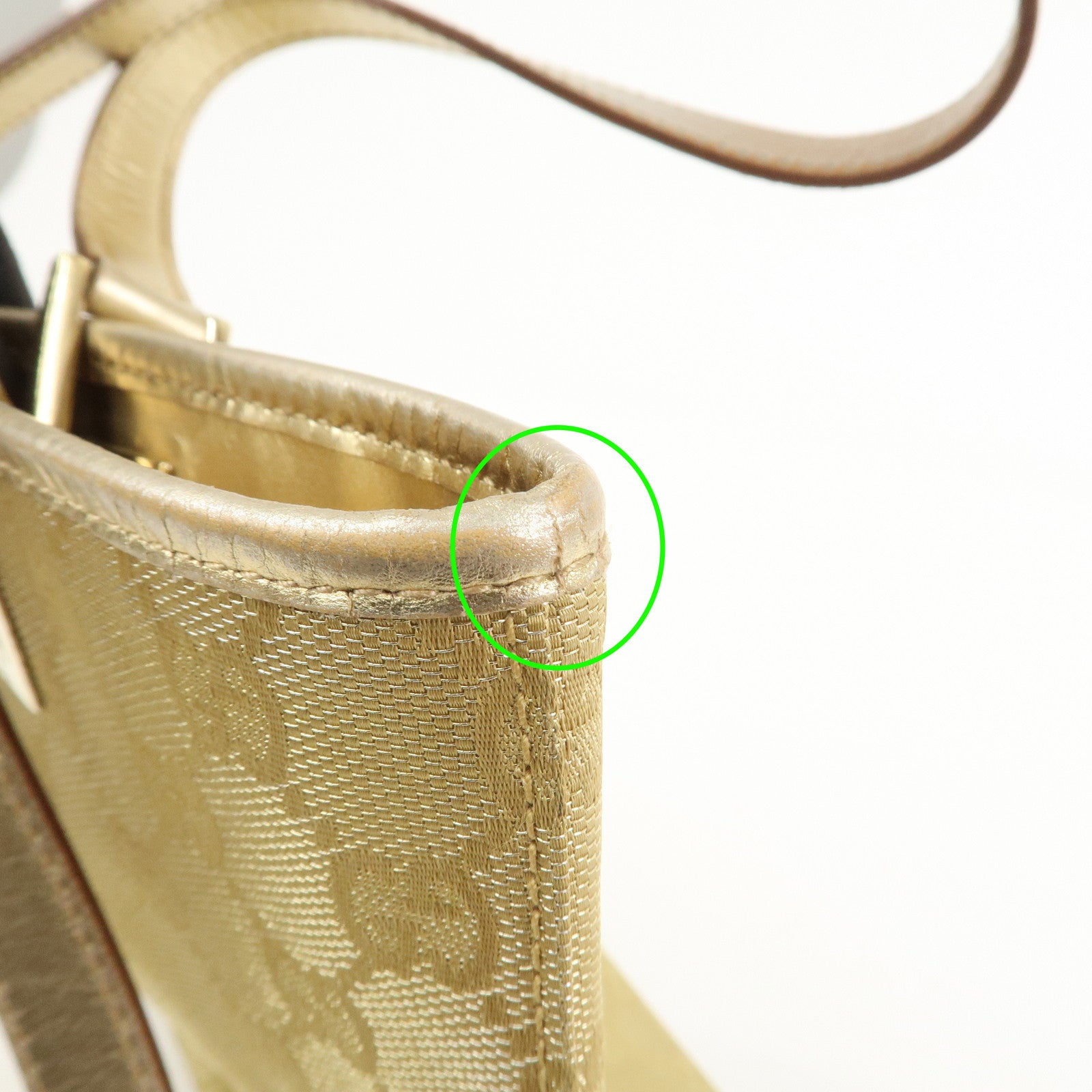 GUCCI GG Canvas Leather Shoulder Bag Tote Bag Gold 002.1099