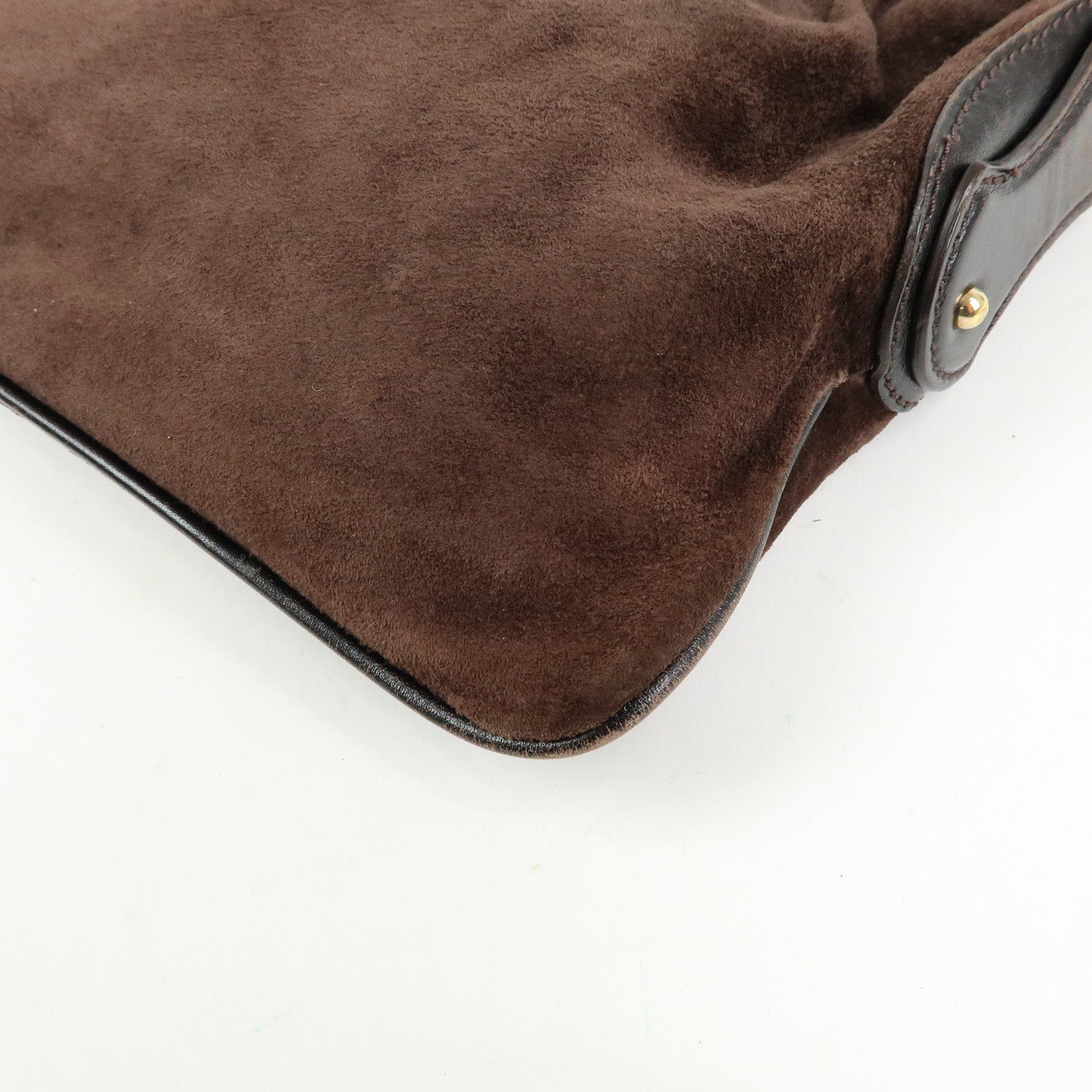 FENDI Suede Leather Shoulder Bag Hand Bag Brown 8BR343