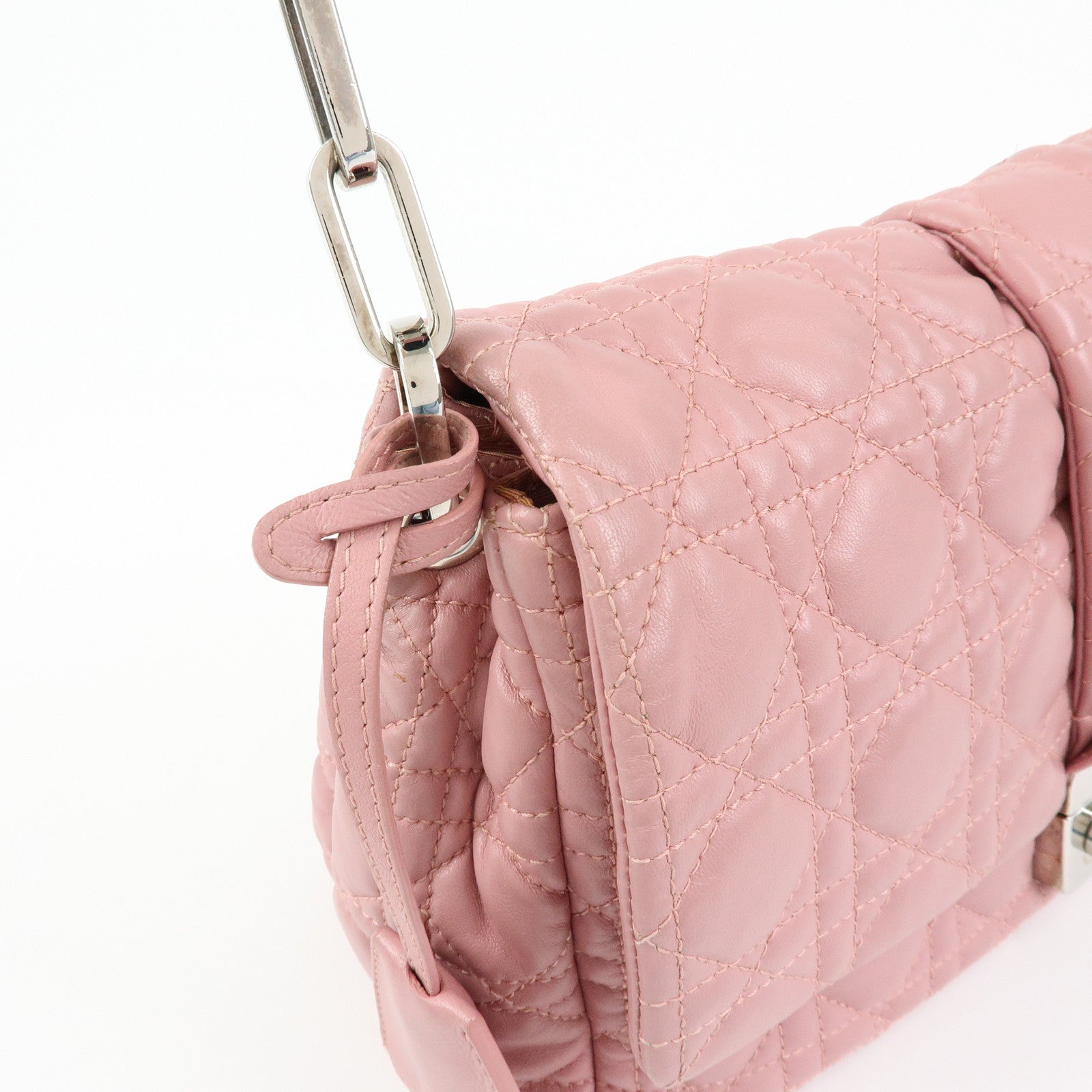 Christian Dior Canage New Lock Lamb Skin Shoulder Bag Hand Bag Pink