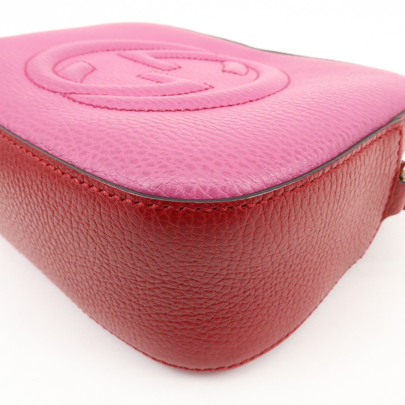 GUCCI SOHO Leather Shoulder Crossbody Bag Pink Red 431567