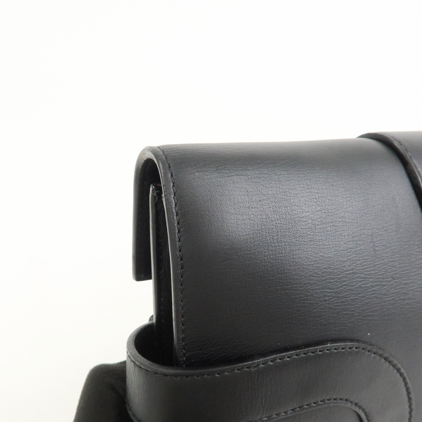 Ferragamo Gancini Leather 2Way Bag Hand Bag Shoulder Bag Black