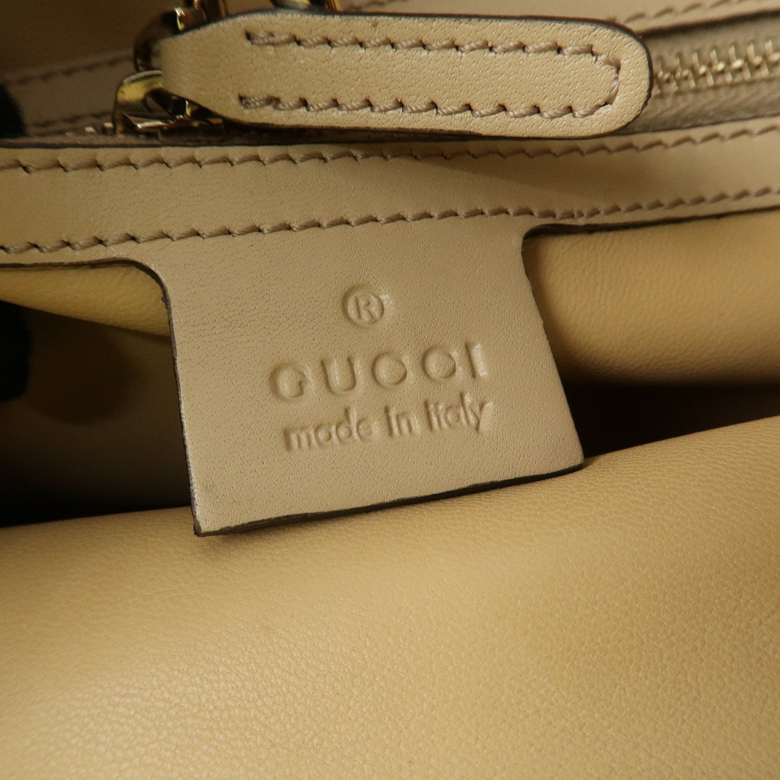 GUCCI Craft Unborn Calf Leather Tote Bag Zebra Pattern Beige 23793 Used