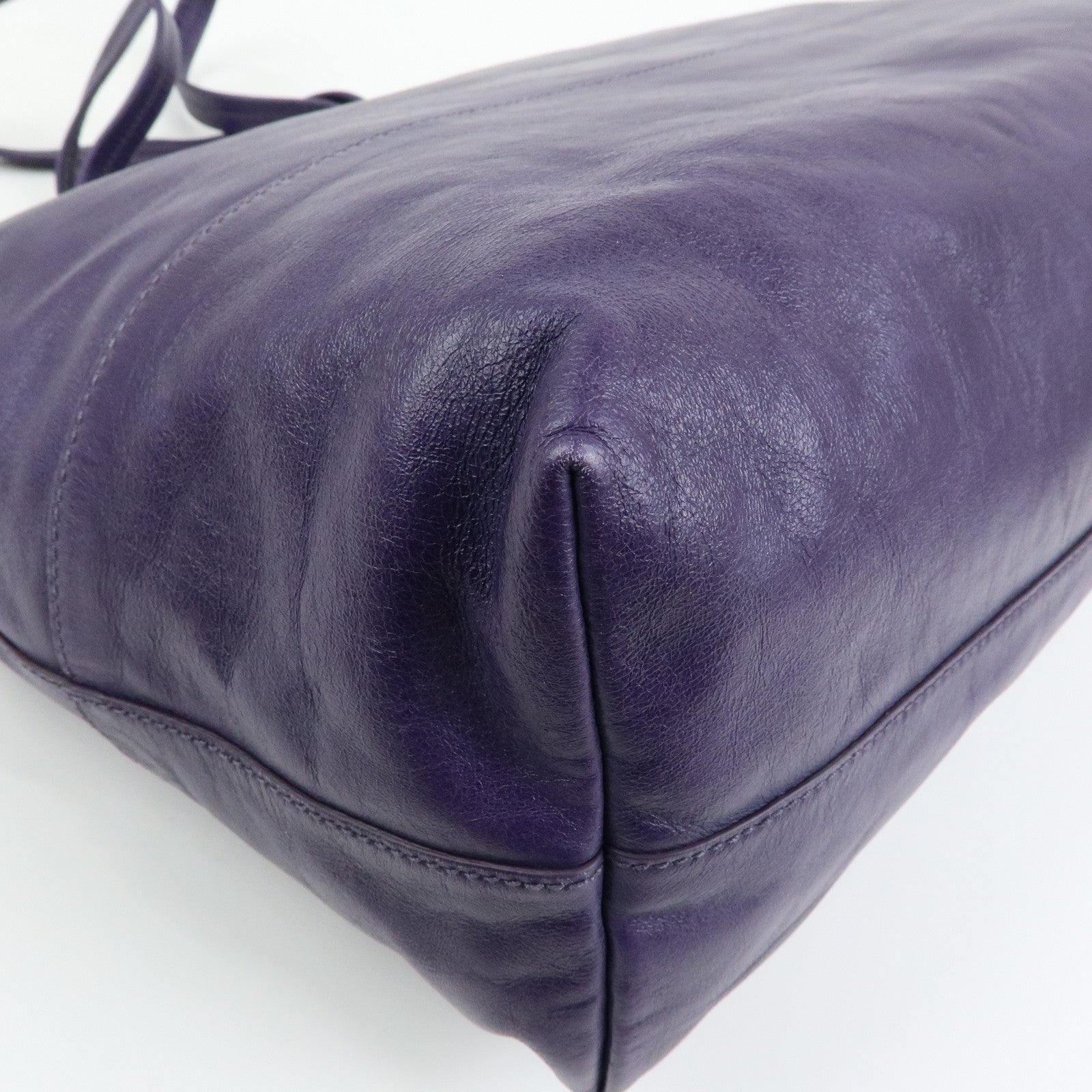 MIU MIU Soft Leather Shopping Tote Bag Shoulder Bag Purple RR1820