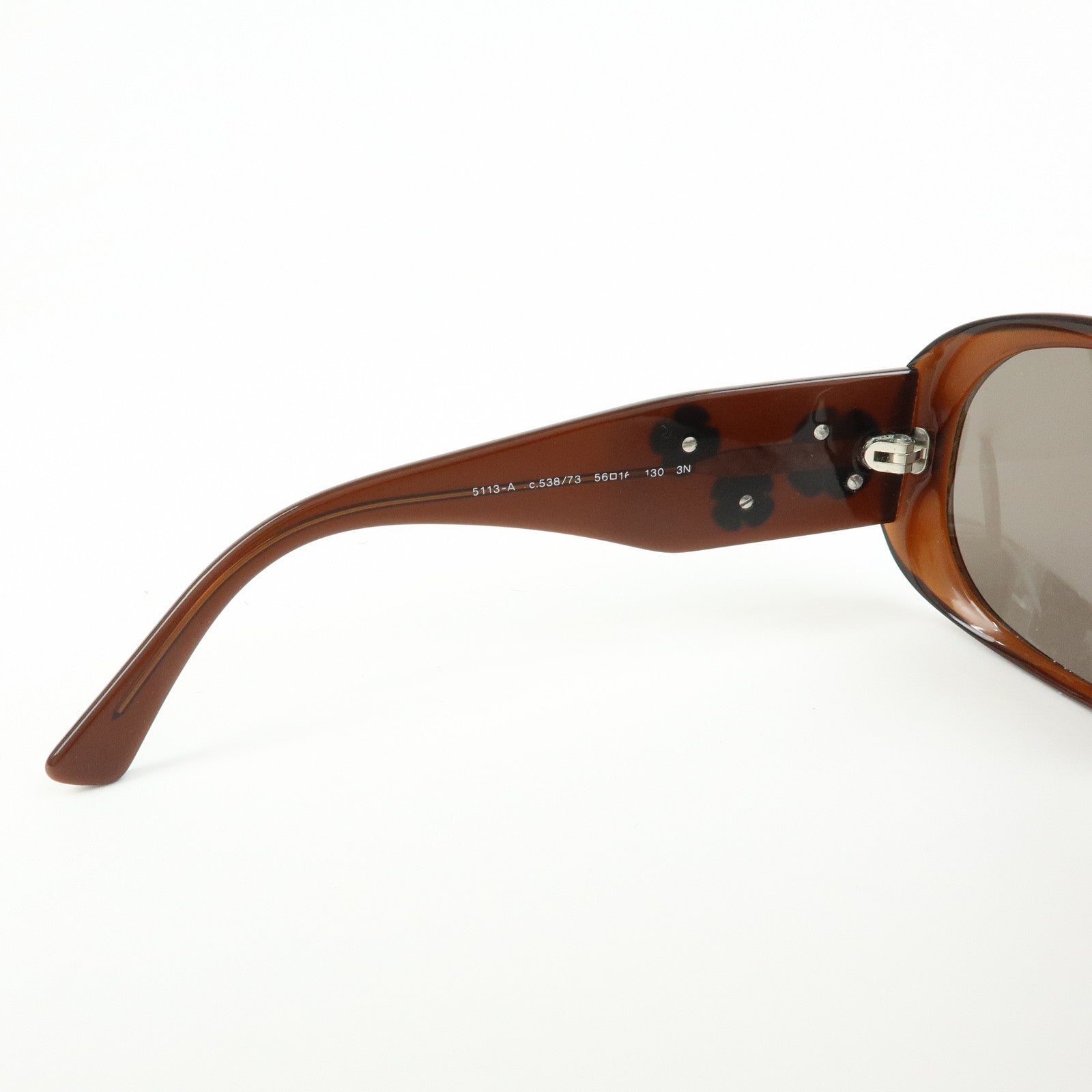 CHANEL Camellia Plastic Sunglasses Brown 5113-A56□16