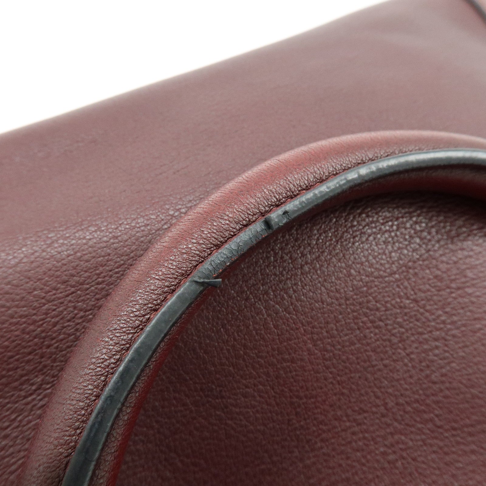 LOEWE Anagram Amazona 36 Calf Leather Hand Bag Boston Bag Wine Red