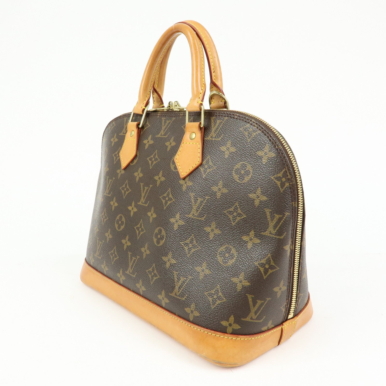 Louis Vuitton Monogram Canvas Leather Alma PM Hand Bag Brown M51130