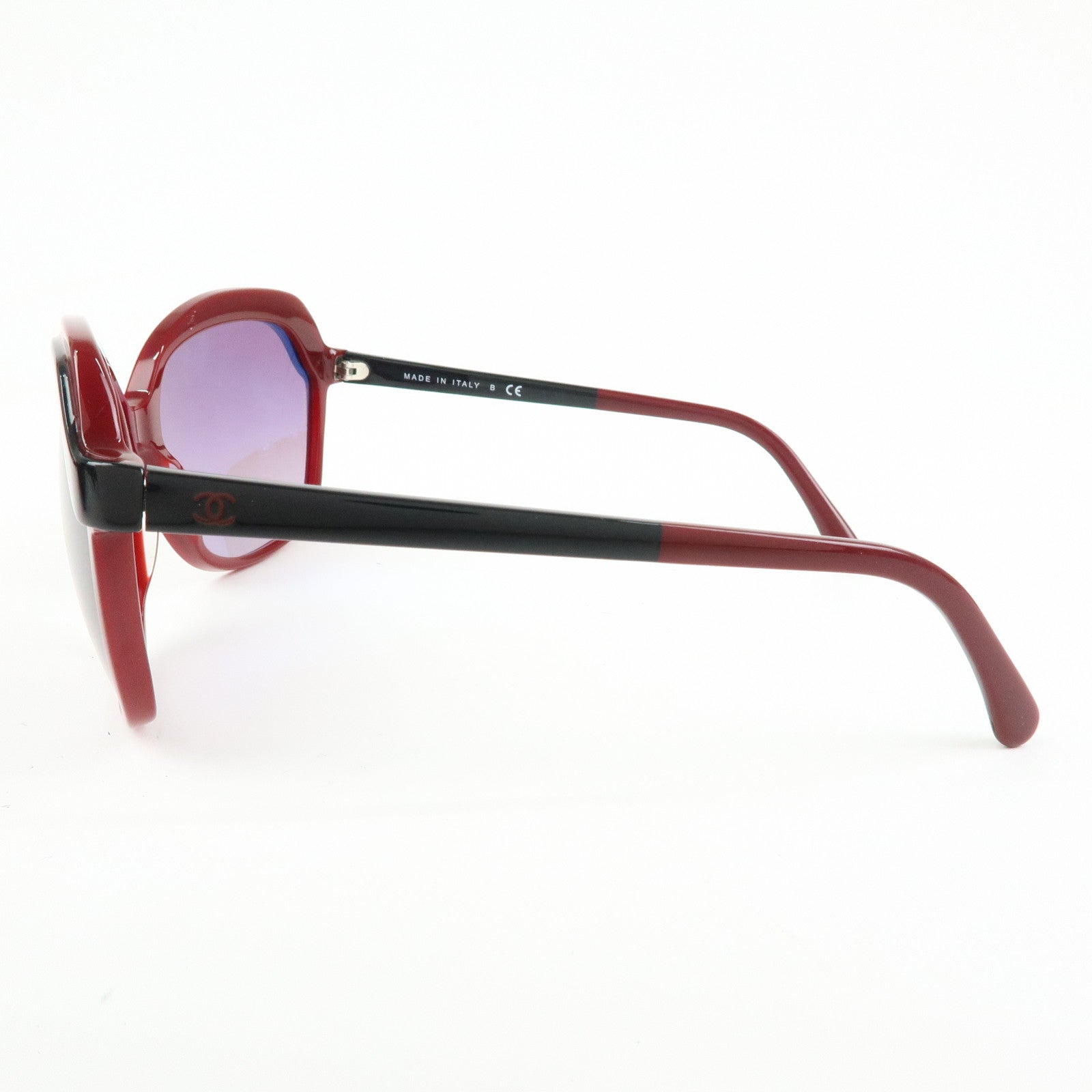 CHANEL COCO Mark Plastic Sunglasses Bordeaux Black 5228 60□17