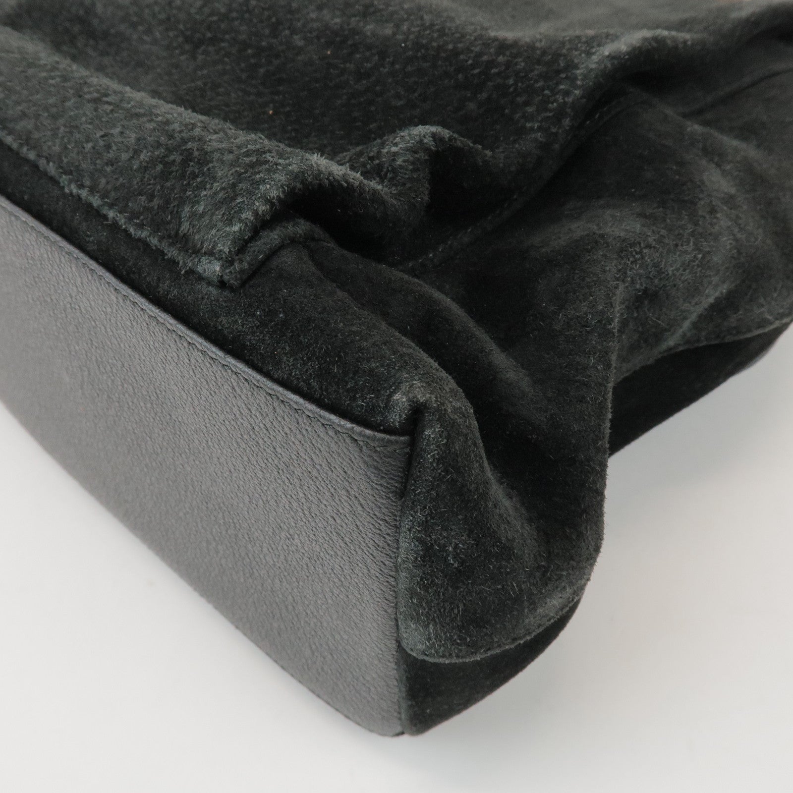 GUCCI Bamboo Suede 2Way Bag Hand Bag Shoulder Bag Black 0022122