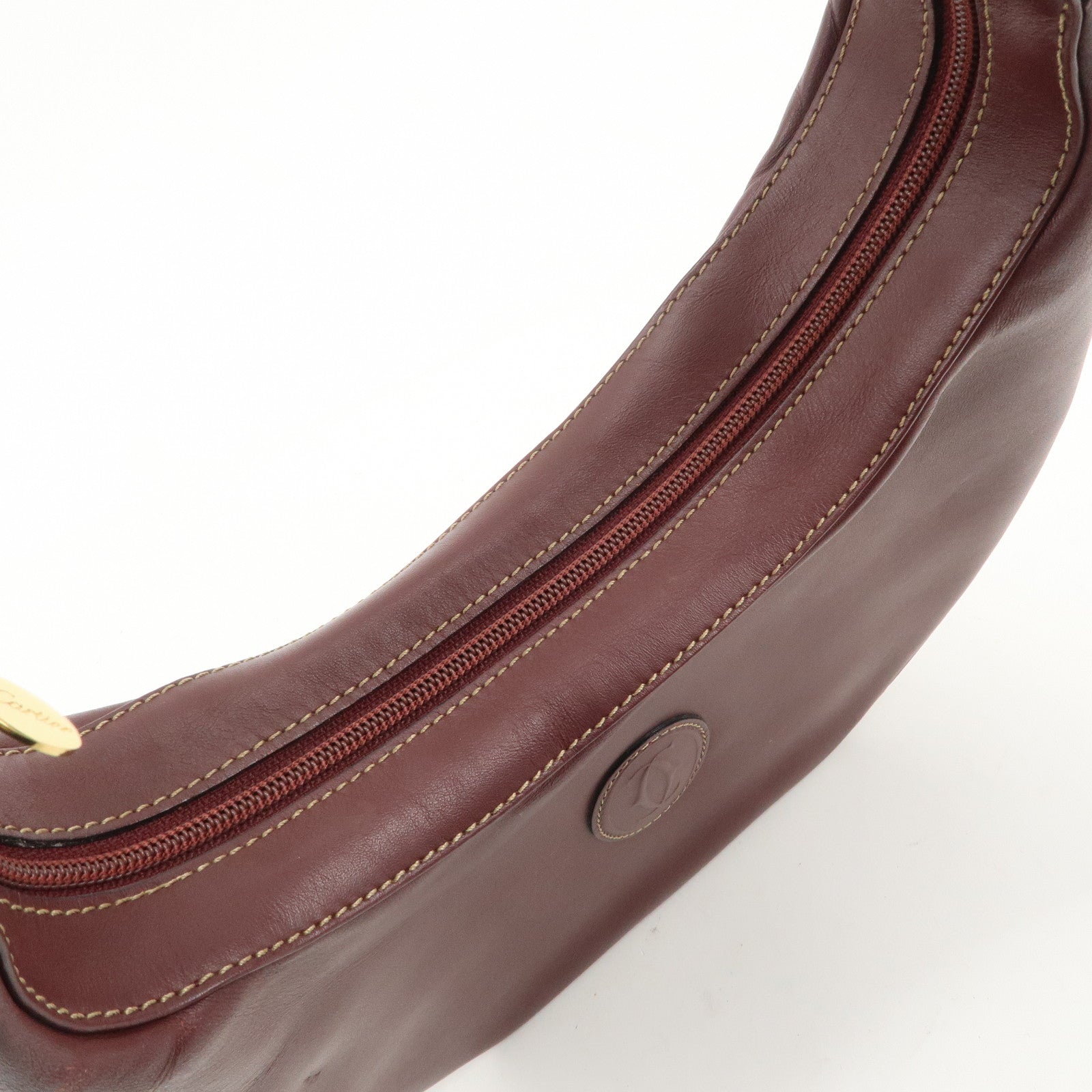 Cartier Must de Cartier Leather Shoulder Bag Bordeaux