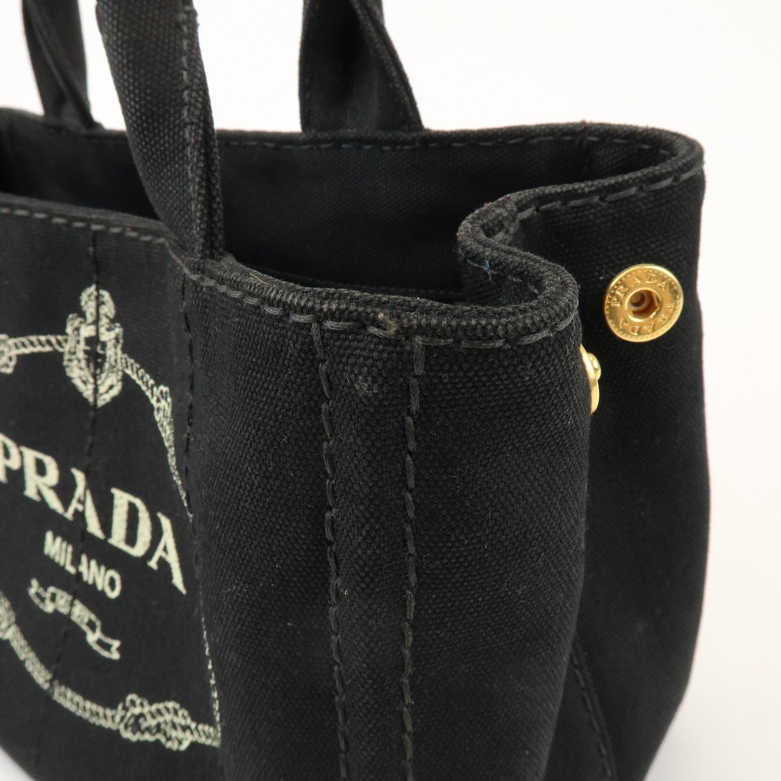 PRADA Canapa Mini Canvas 2Way Bag Hand Bag Black 1BG439