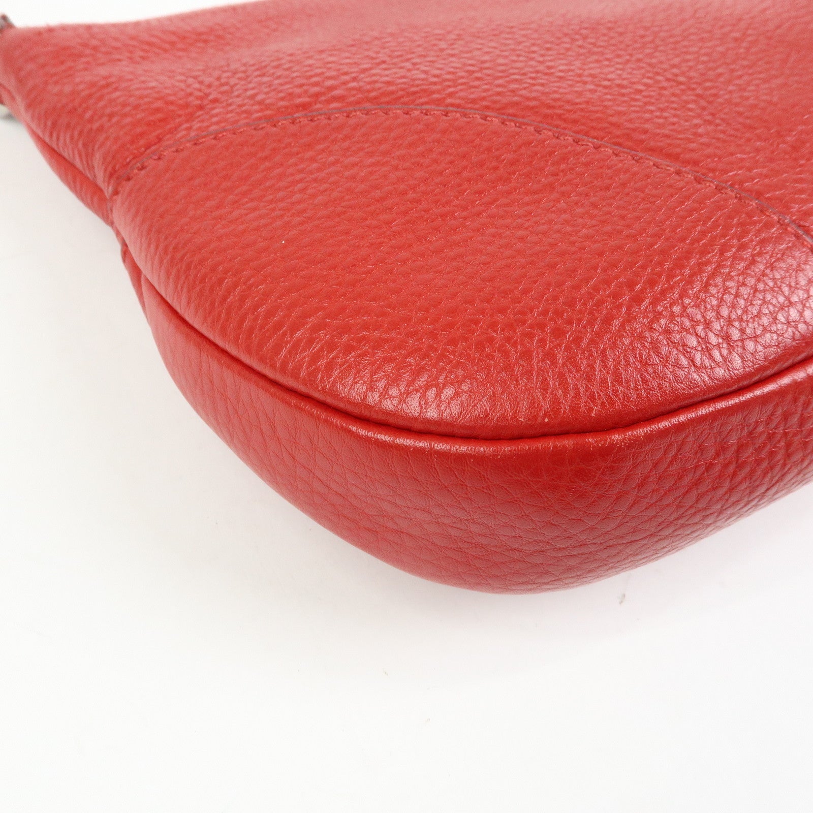 Ferragamo Gancini Leather Shoulder Bag Hand Bag Red