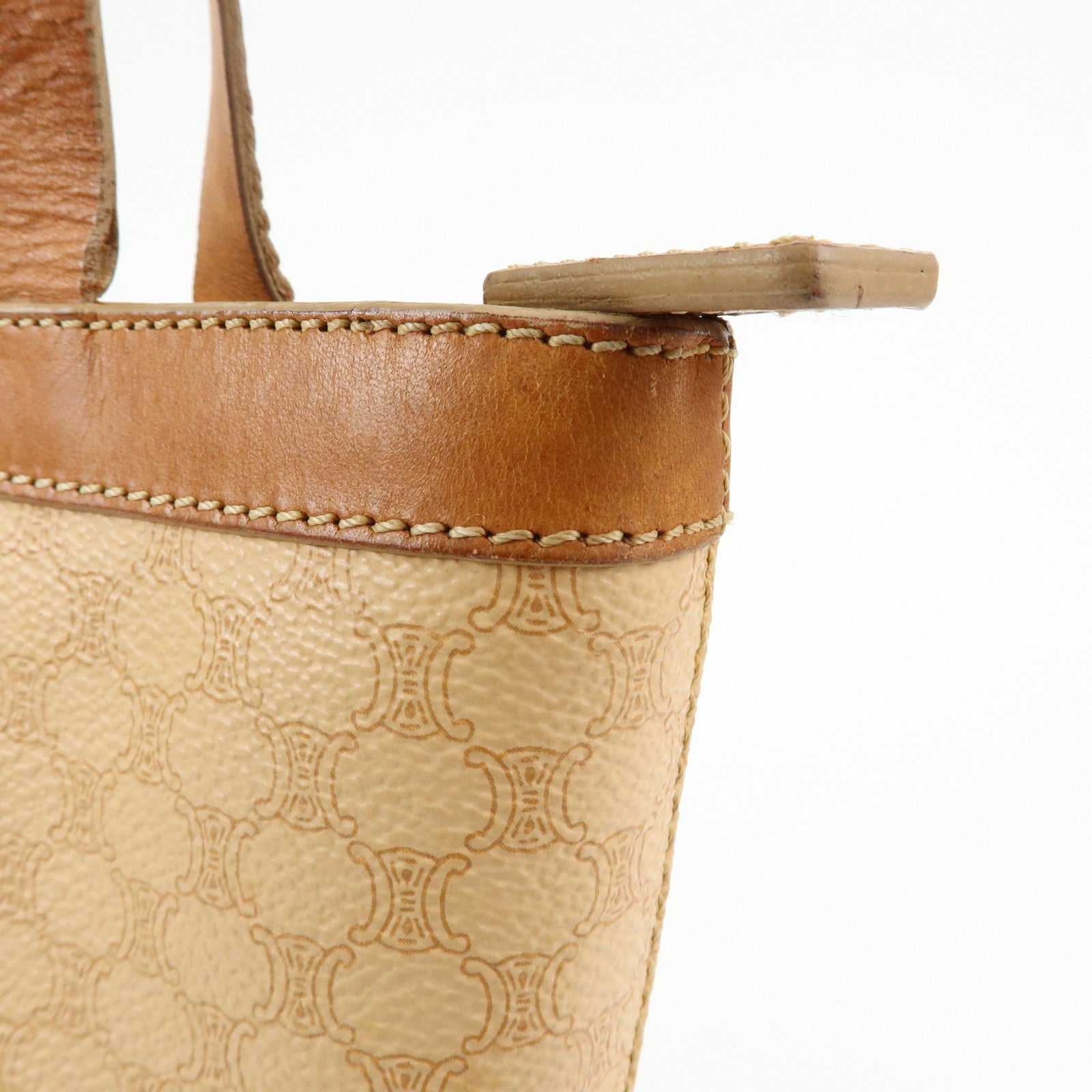 CELINE Macadam PVC Leather Tote Bag Shoulder Bag Beige Light Brown