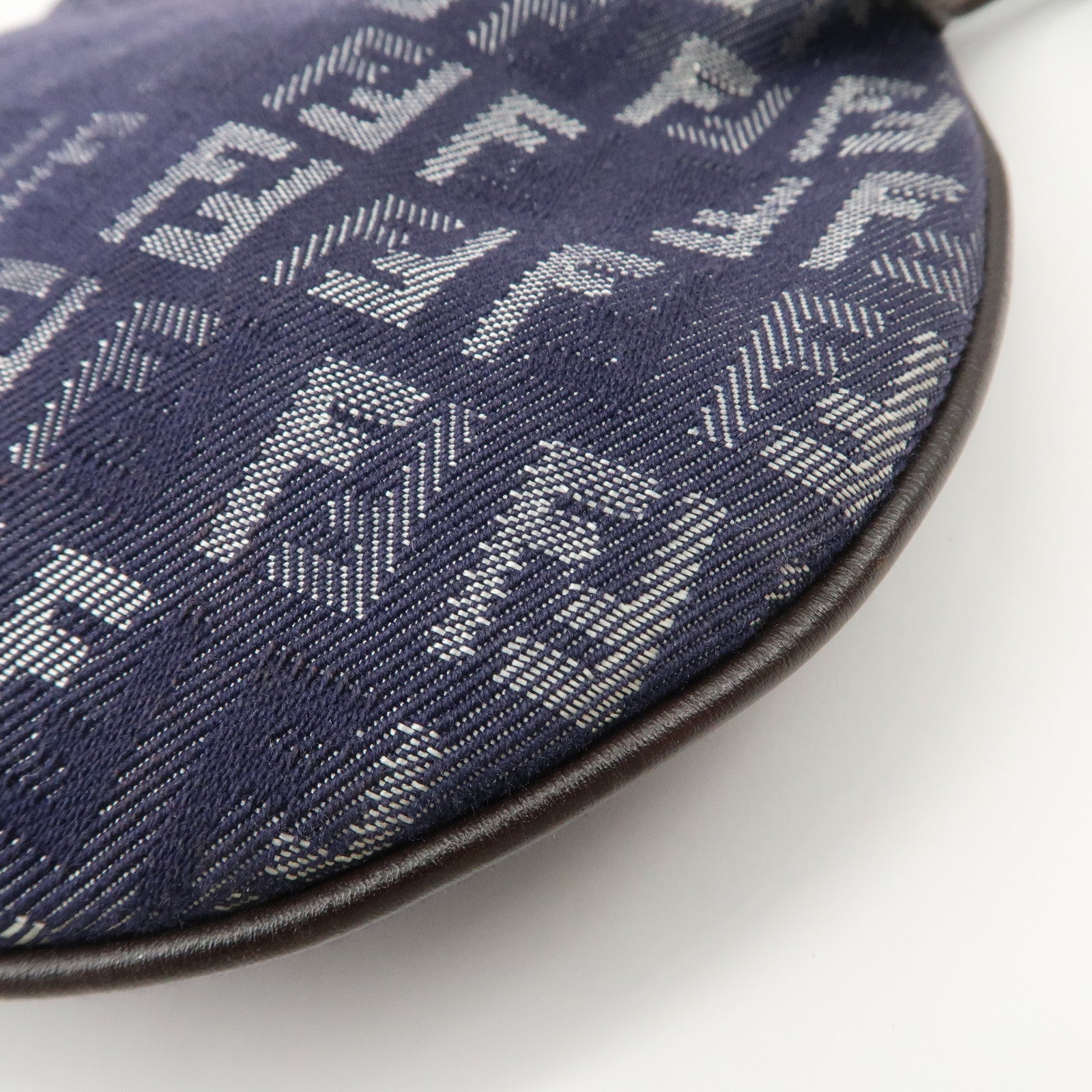 FENDI Zucchino Canvas Leather Shoulder Bag Hand bag Navy 8BR248 Used