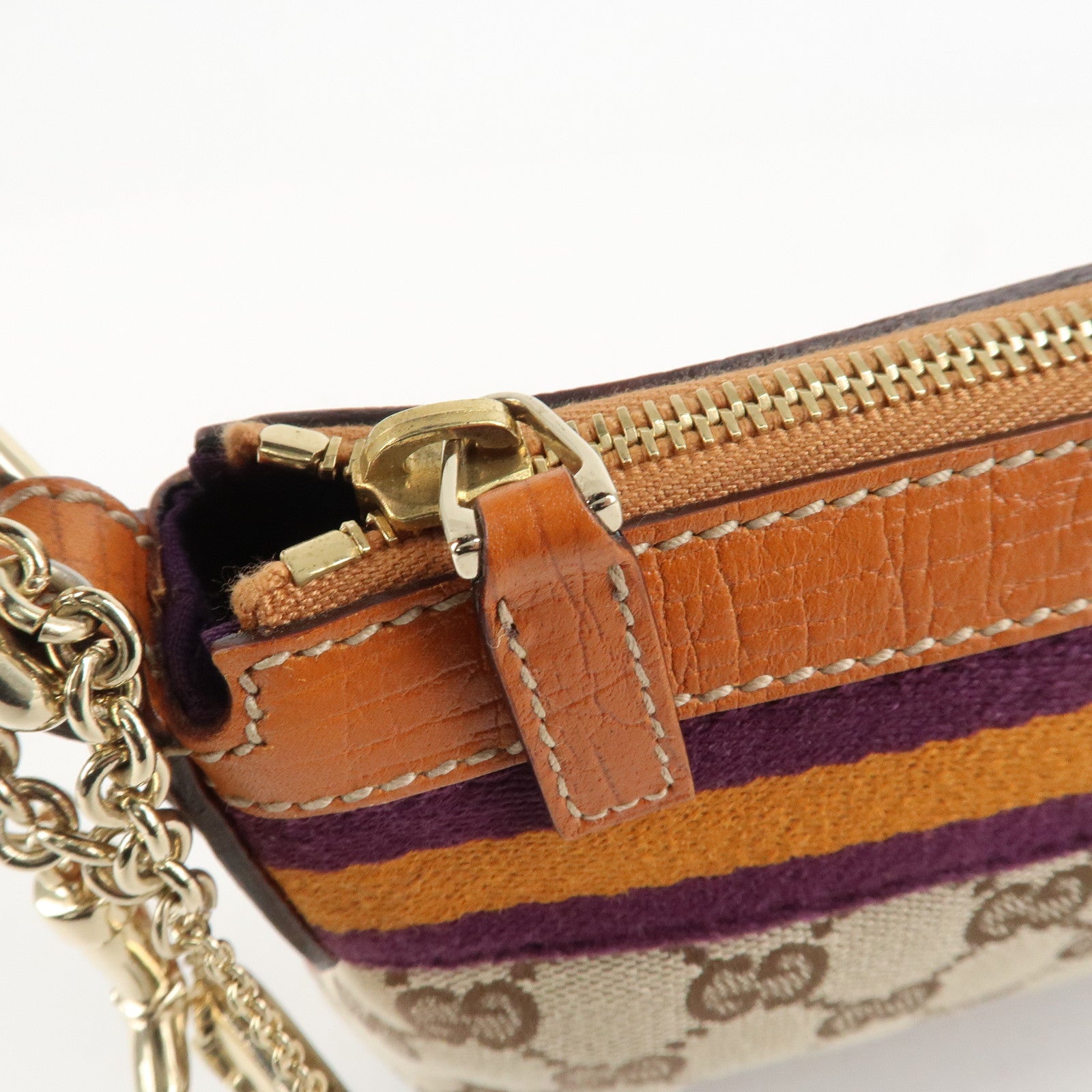 GUCCI Sherry GG Canvas Leather Shoulder Bag Gold Boots Bag Charm 145970 Used