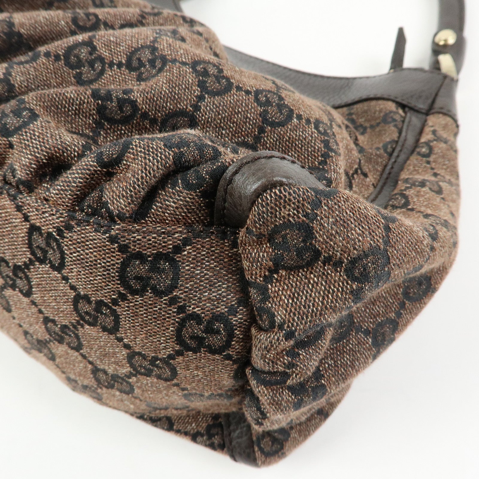 GUCCI Abbey GG Canvas Leather Shoulder Bag Hand Bag Brown 265692