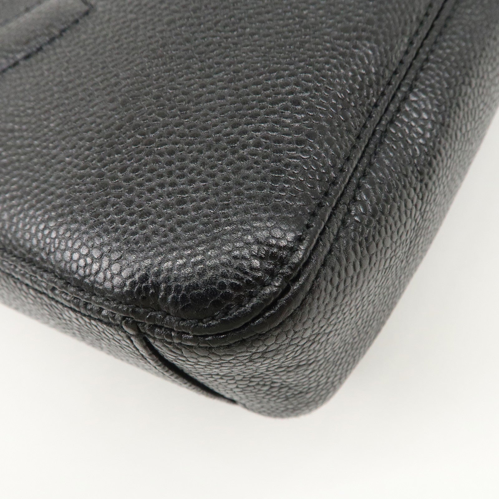 CHANEL COCO Mark Caviarskin Chain Tote Bag Black Used