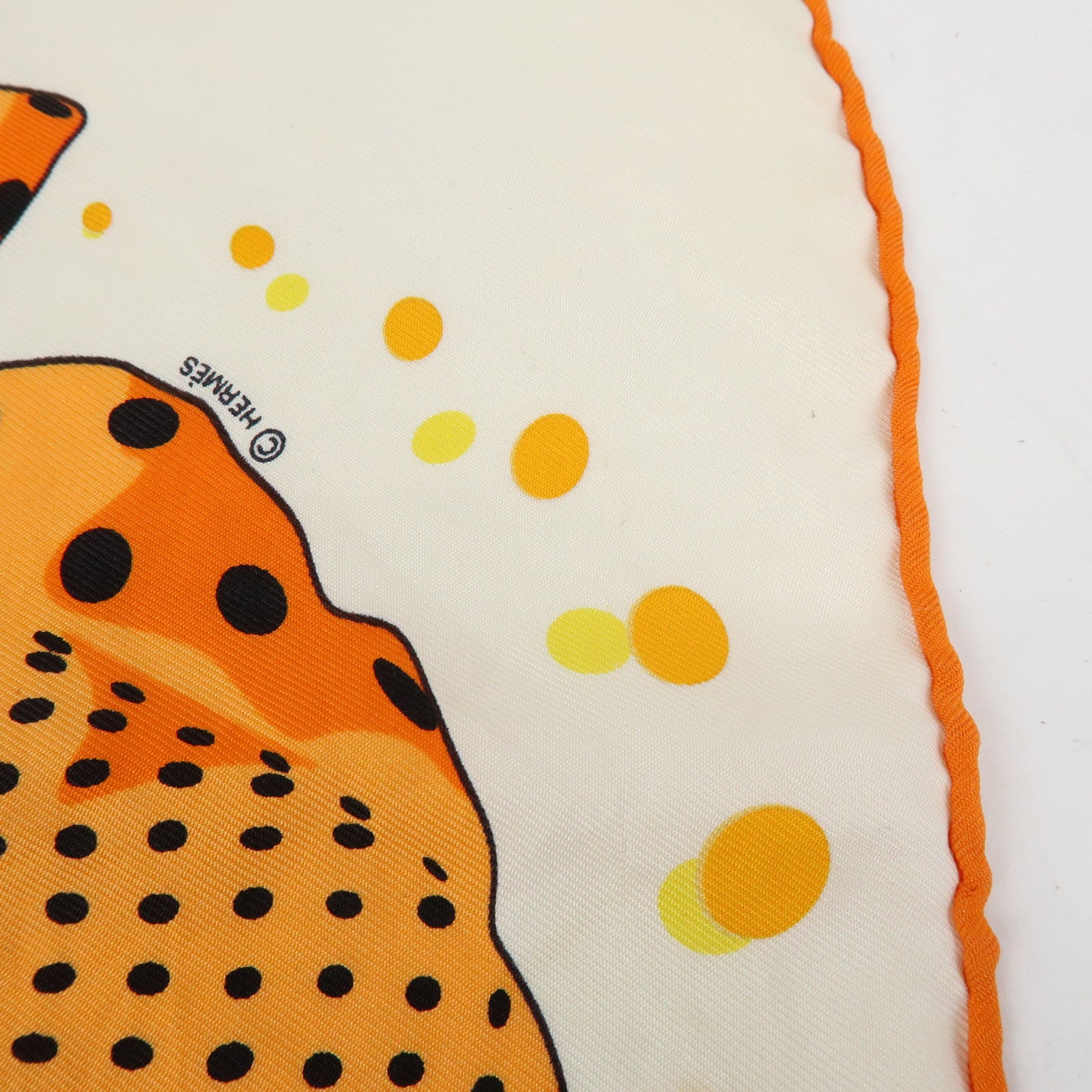 HERMES Carre 45 Silk 100% Scarf iHOLA FLAMENCA! Orange White
