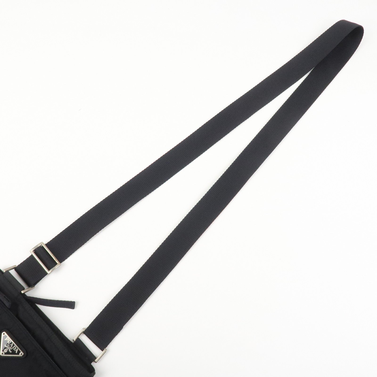 PRADA Triangle Logo Nylon Shoulder Bag Crossbody Bag Black BT7372