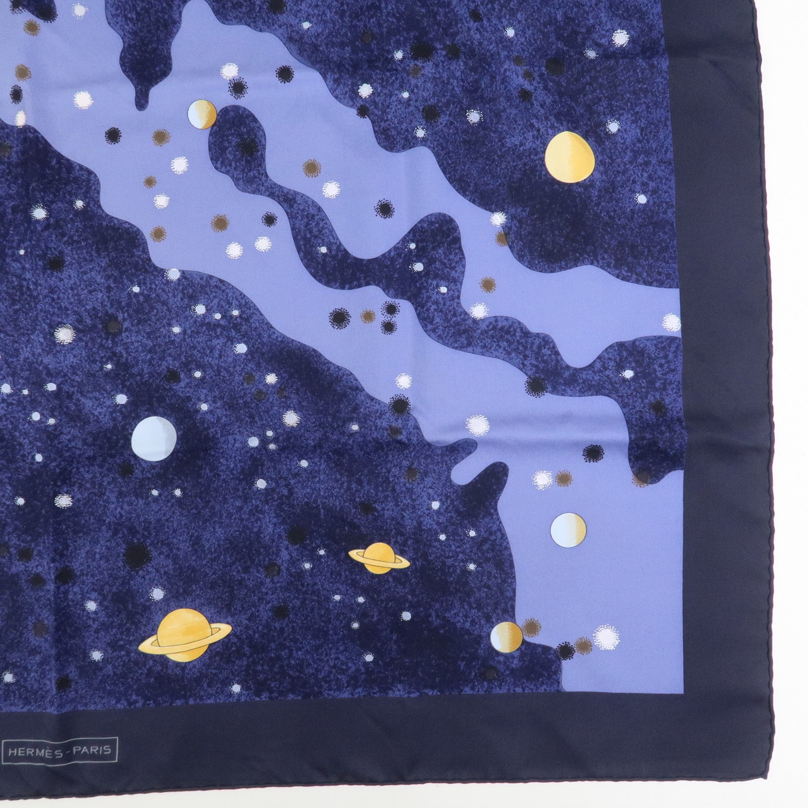 HERMES Carre 90 Silk 100% LA VOIE LACTEE Scarf Navy