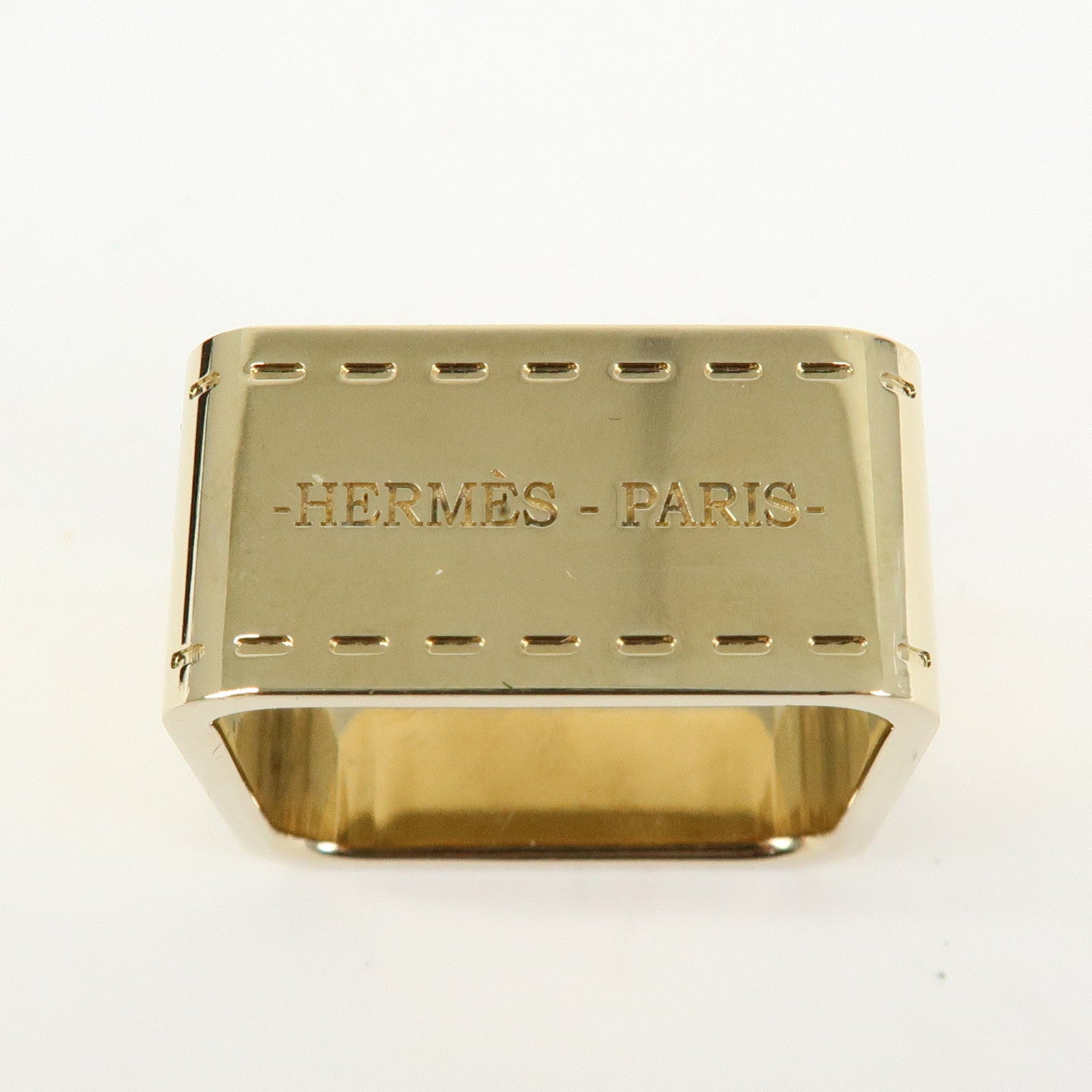 HERMES Bolduc Metal Scarf Ring Gold