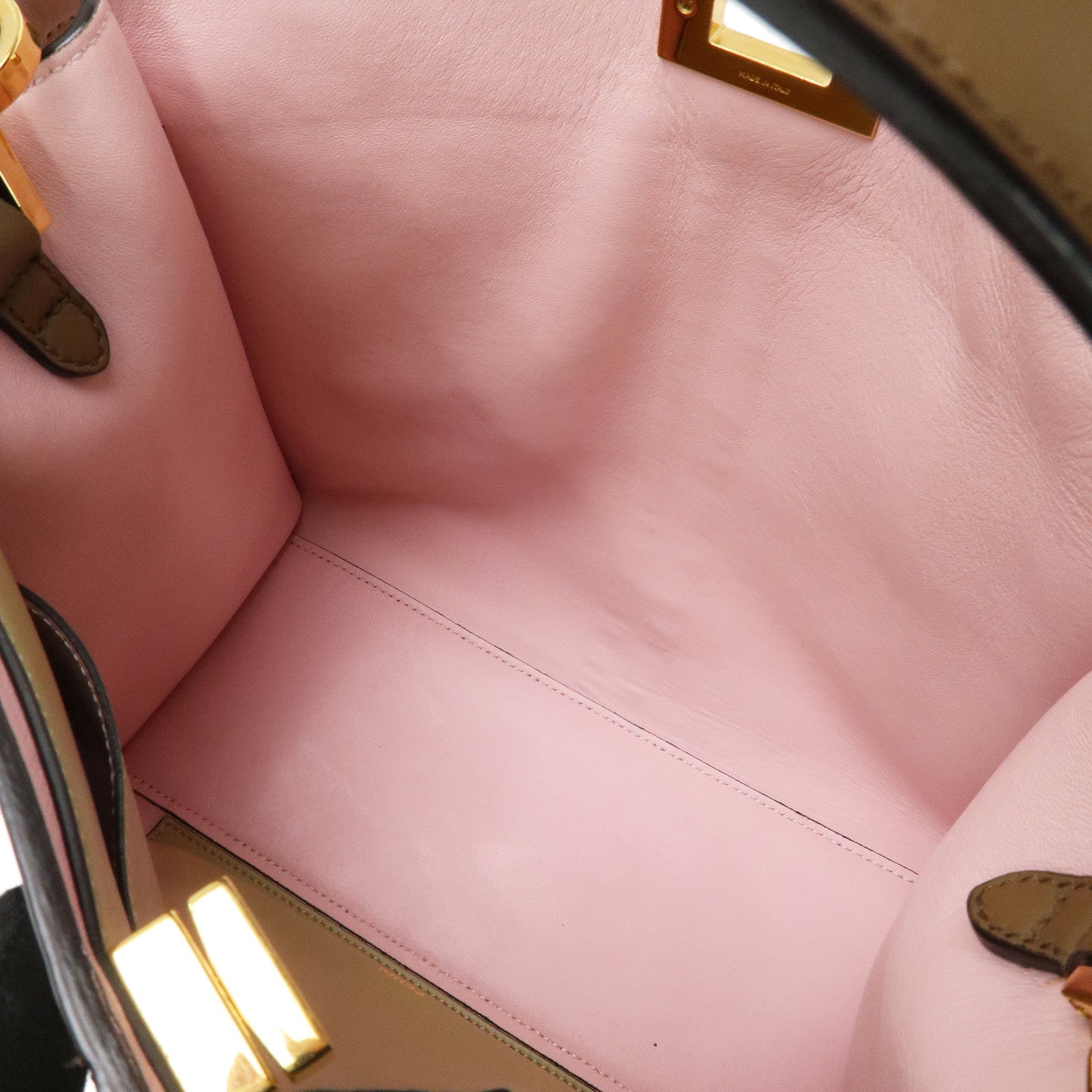 FENDI Peekaboo X Lite Leather 2Way Bag Shoulder Bag Brown 8BN310