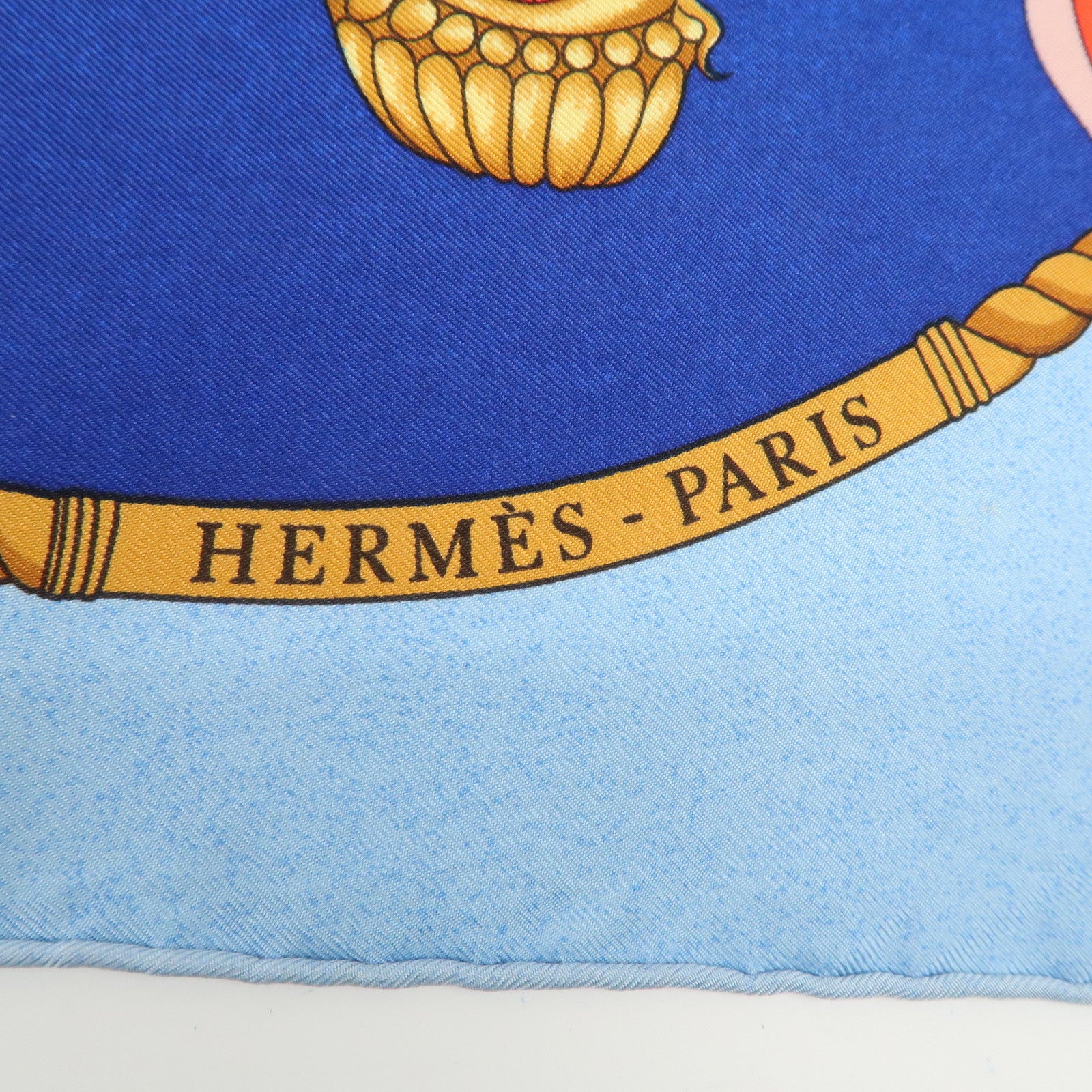 HERMES Carre 90 Silk 100% LES FOLIES DU CIEL Scarf Blue Multicolor