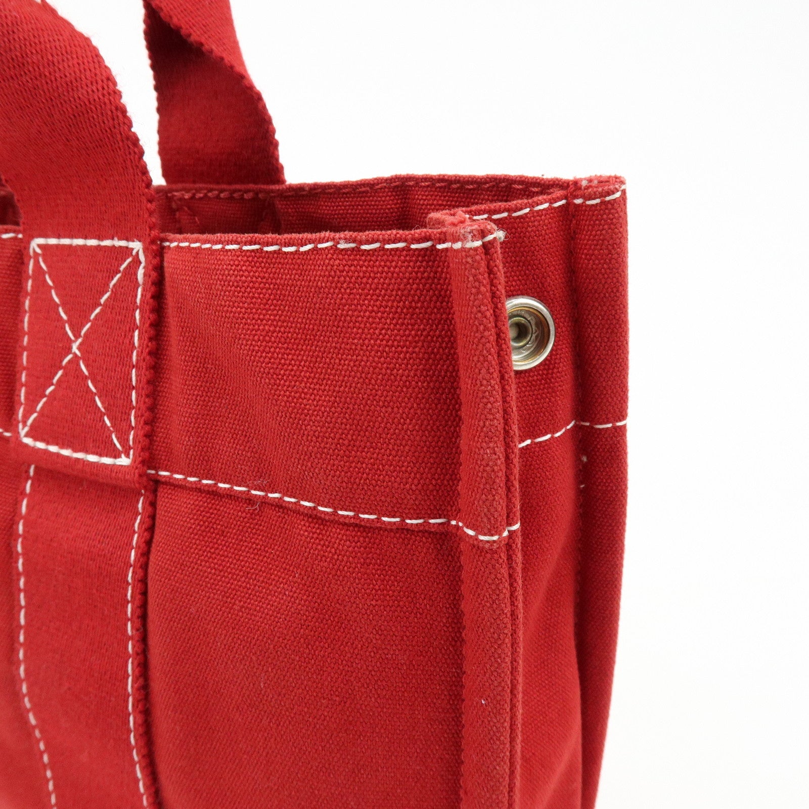 HERMES Deauville PM Canvas Hand Bag Tote Bag Red