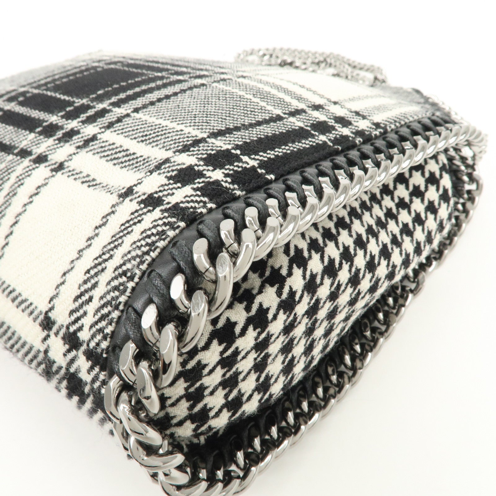 STELLA MCCARTNEY Wool Falabella 2Way Bag Hand Bag Black White
