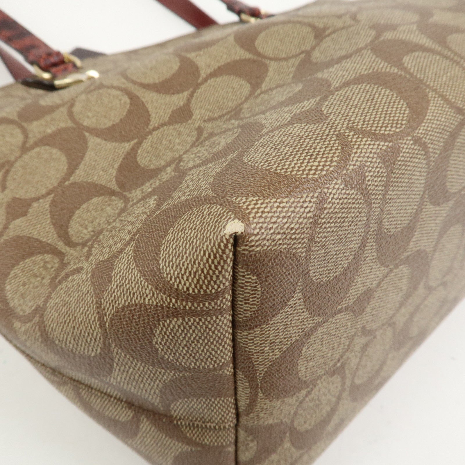 COACH Signature PVC Embossed Leather Tote Bag Shoulder Bag Brown