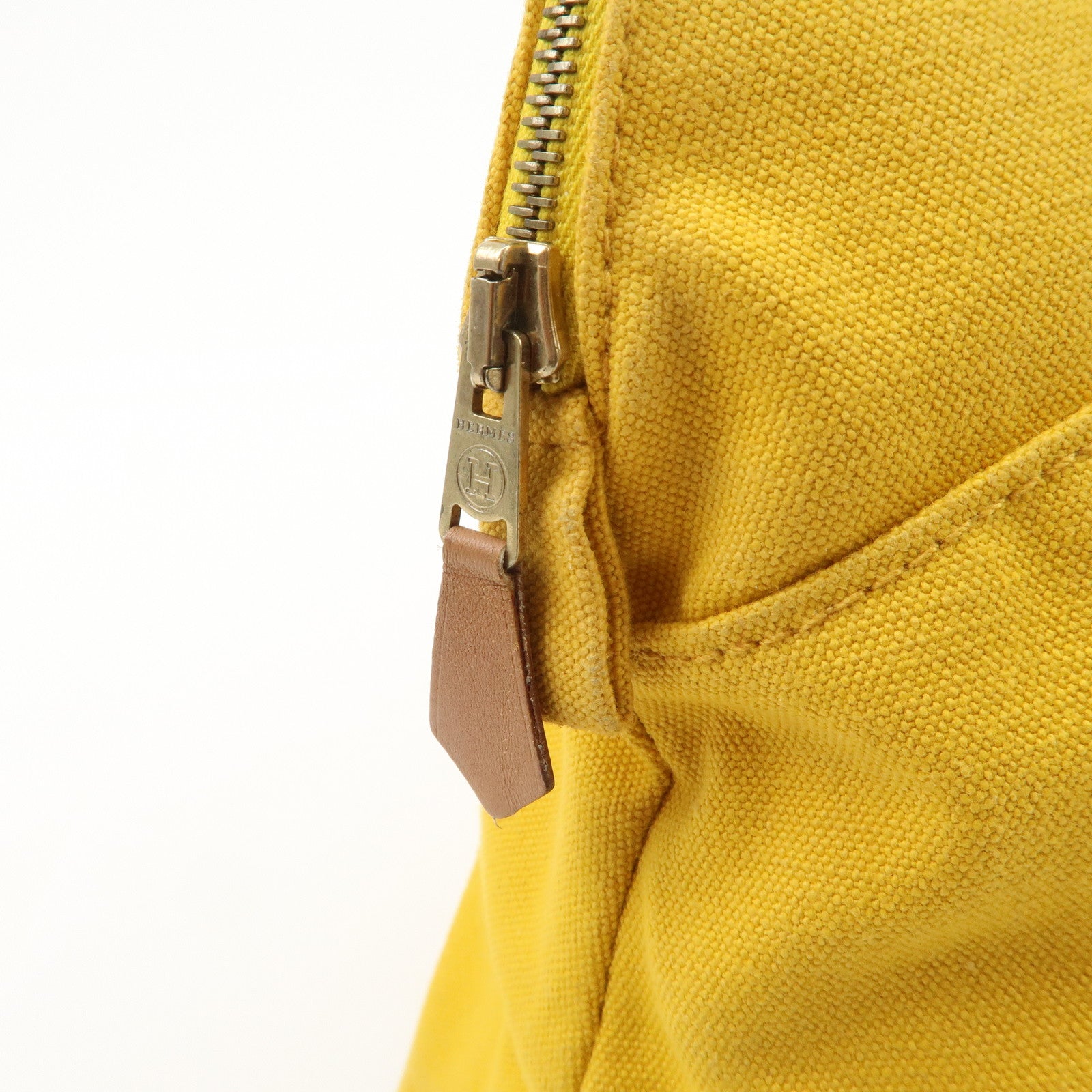 HERMES Set of 2 Leather Canvas Pouch Cosmetic Pouch Pink Yellow Used