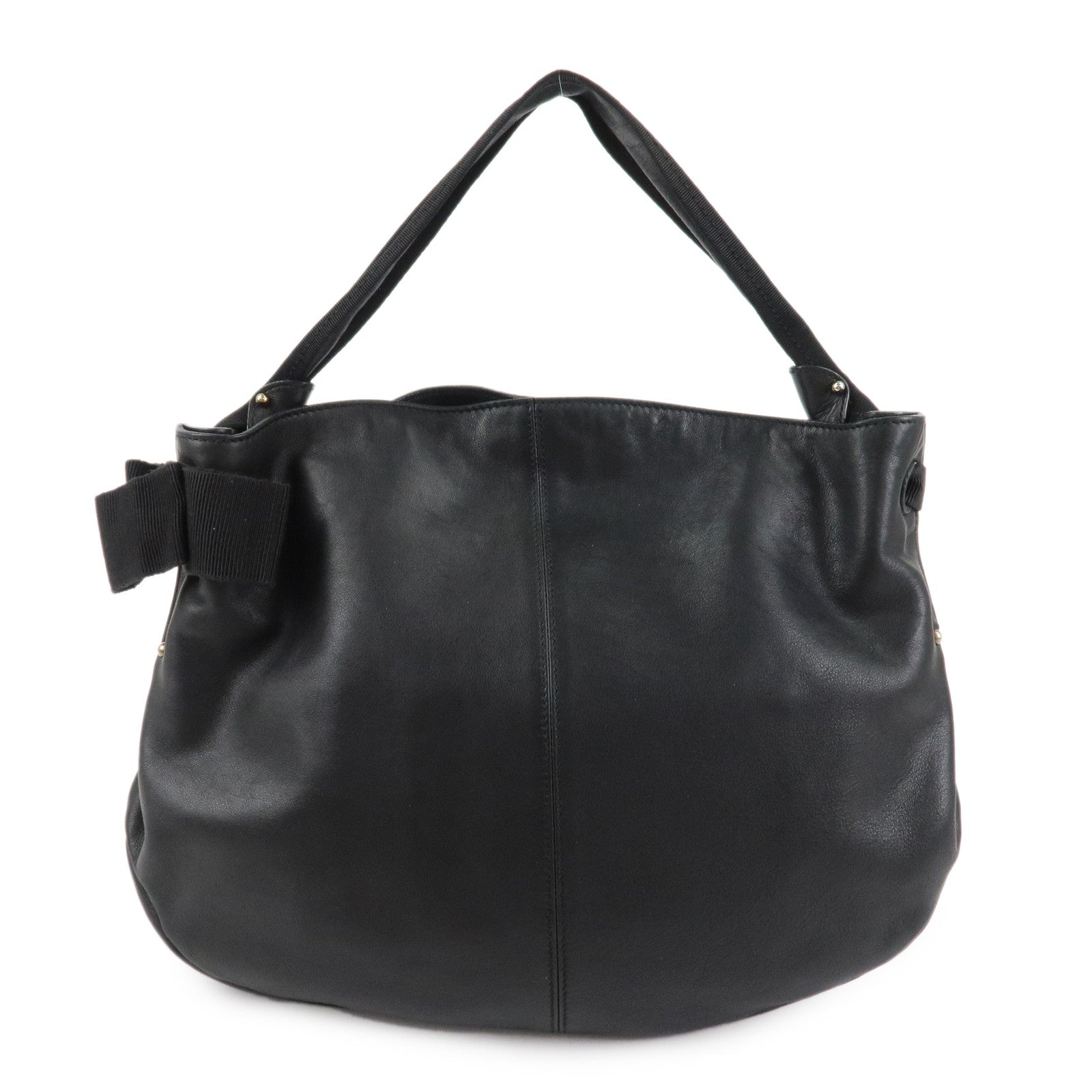 Ferragamo Vara Ribbon Leather Shoulder Bag Hand Bag Black Used