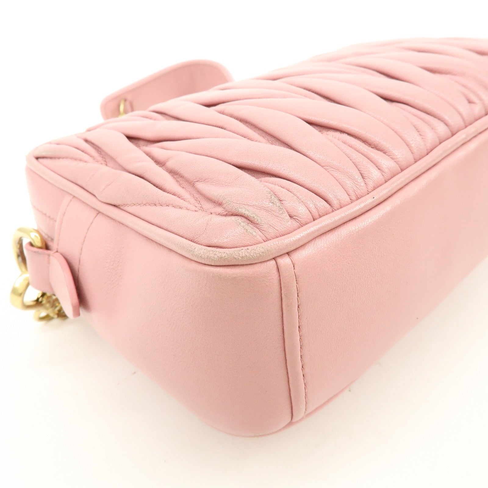 MIU MIU Matelasse Leather Chain Shoulder Bag Pink